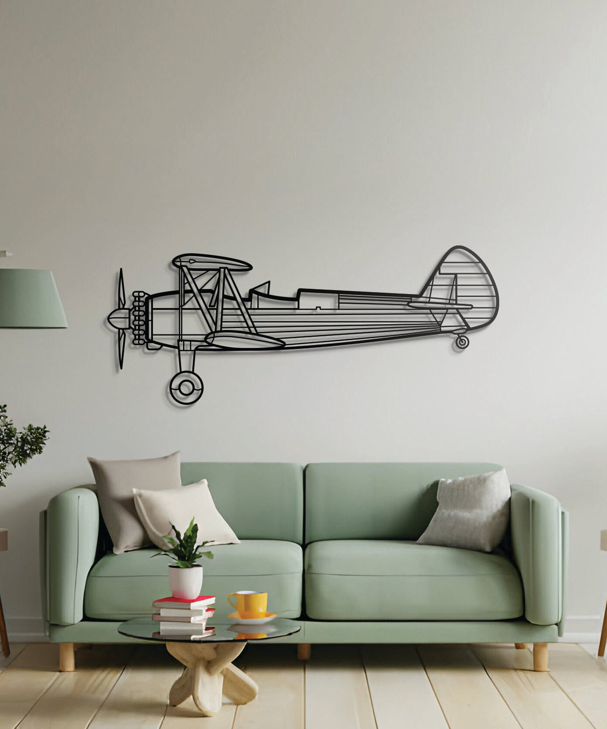 Stearman 75 Metallflugzeug Wandkunst - NCP0136