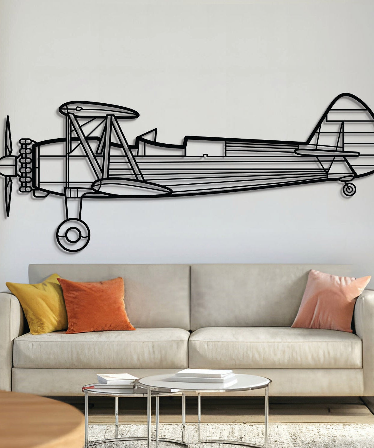 Stearman 75 Metallflugzeug Wandkunst - NCP0136