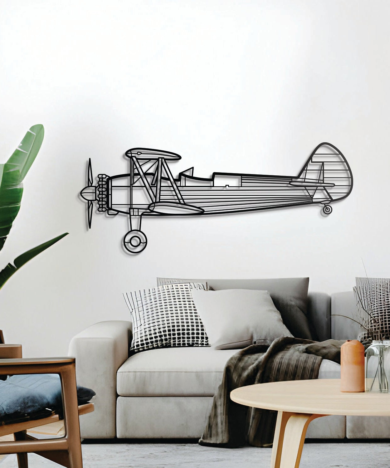 Stearman 75 Metallflugzeug Wandkunst - NCP0136