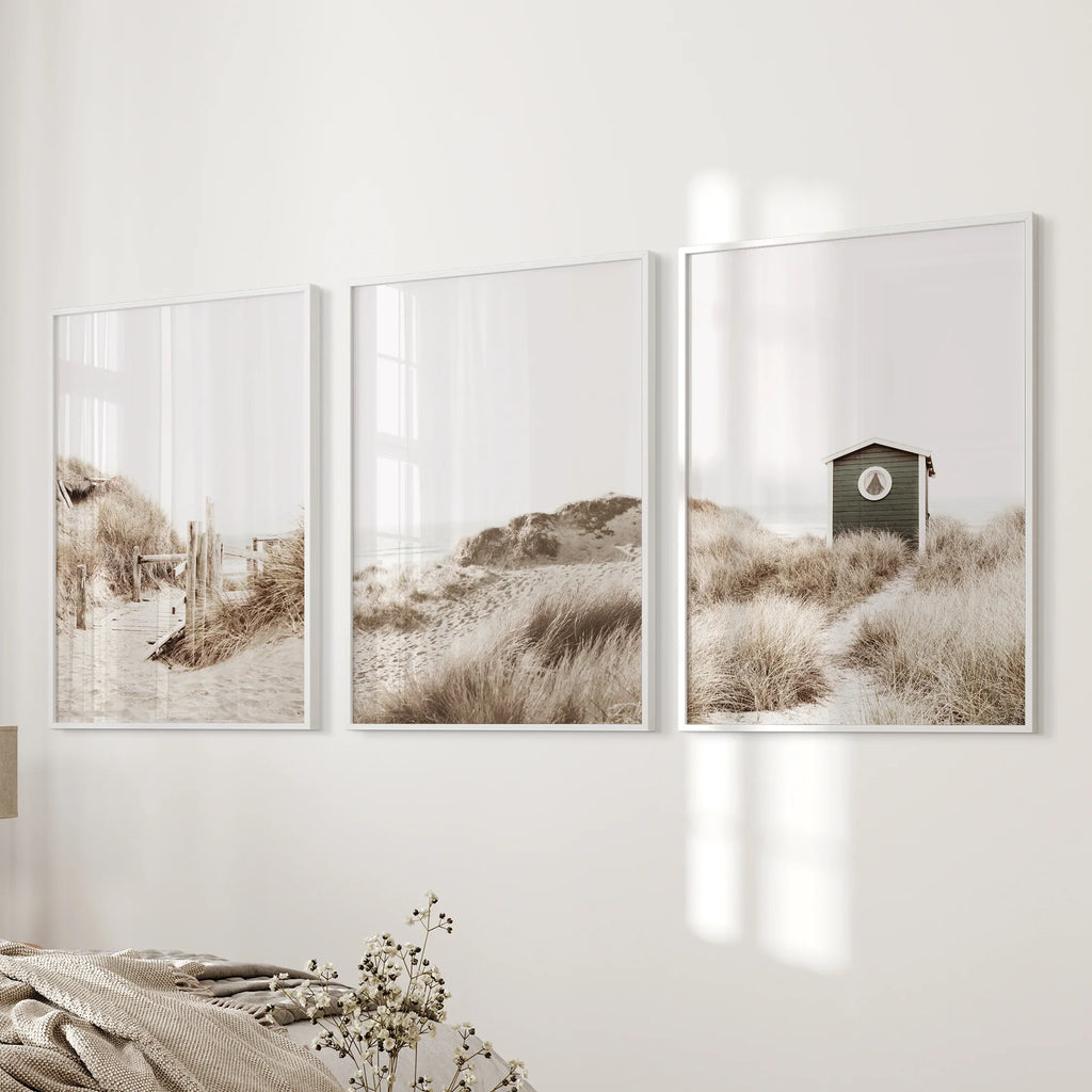 Minimalist Coastal Gallery Wall. Beige Beach Decor Set