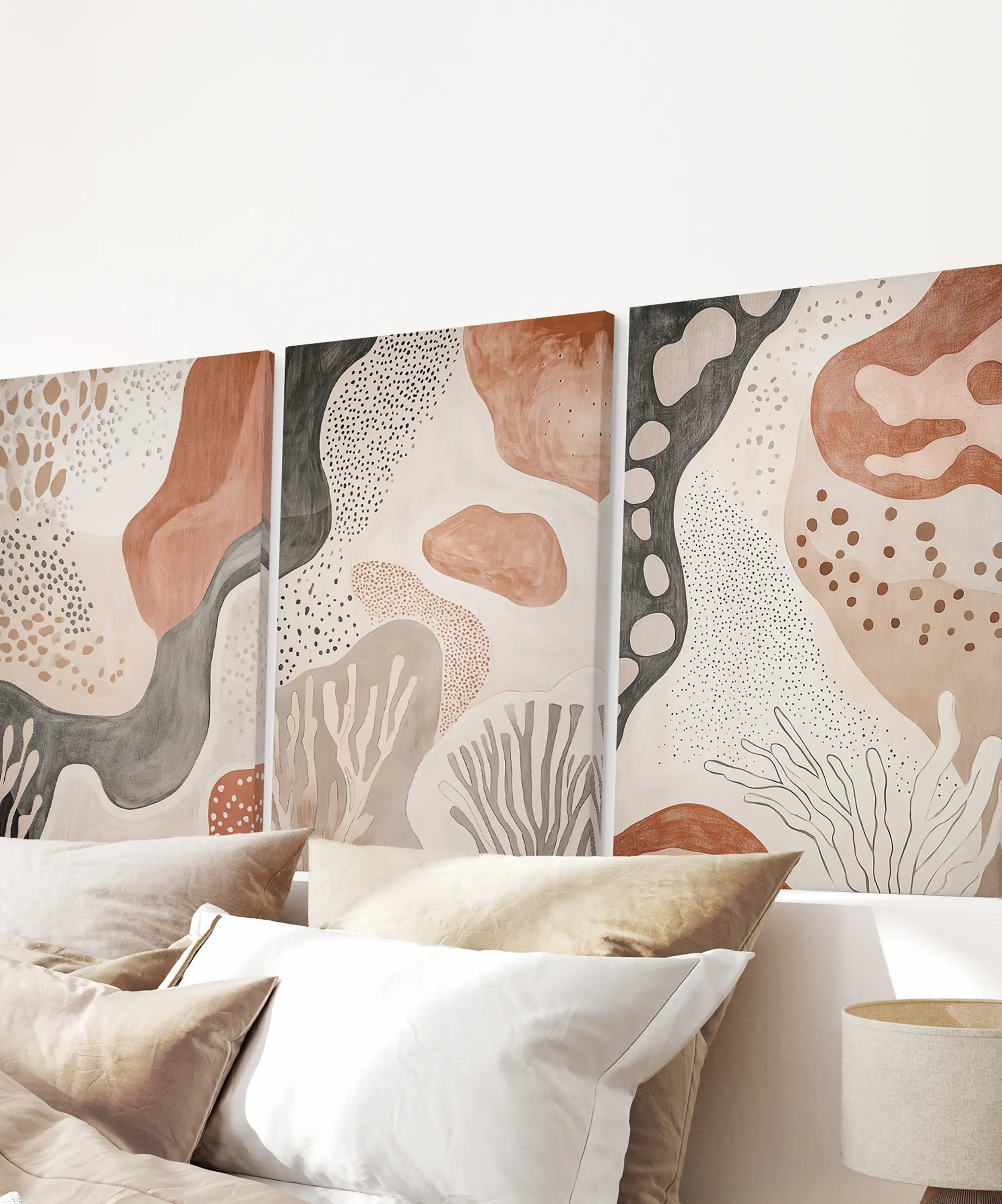 Neutral Terracotta 3 Piece Wall Art. Boho Abstract Prints