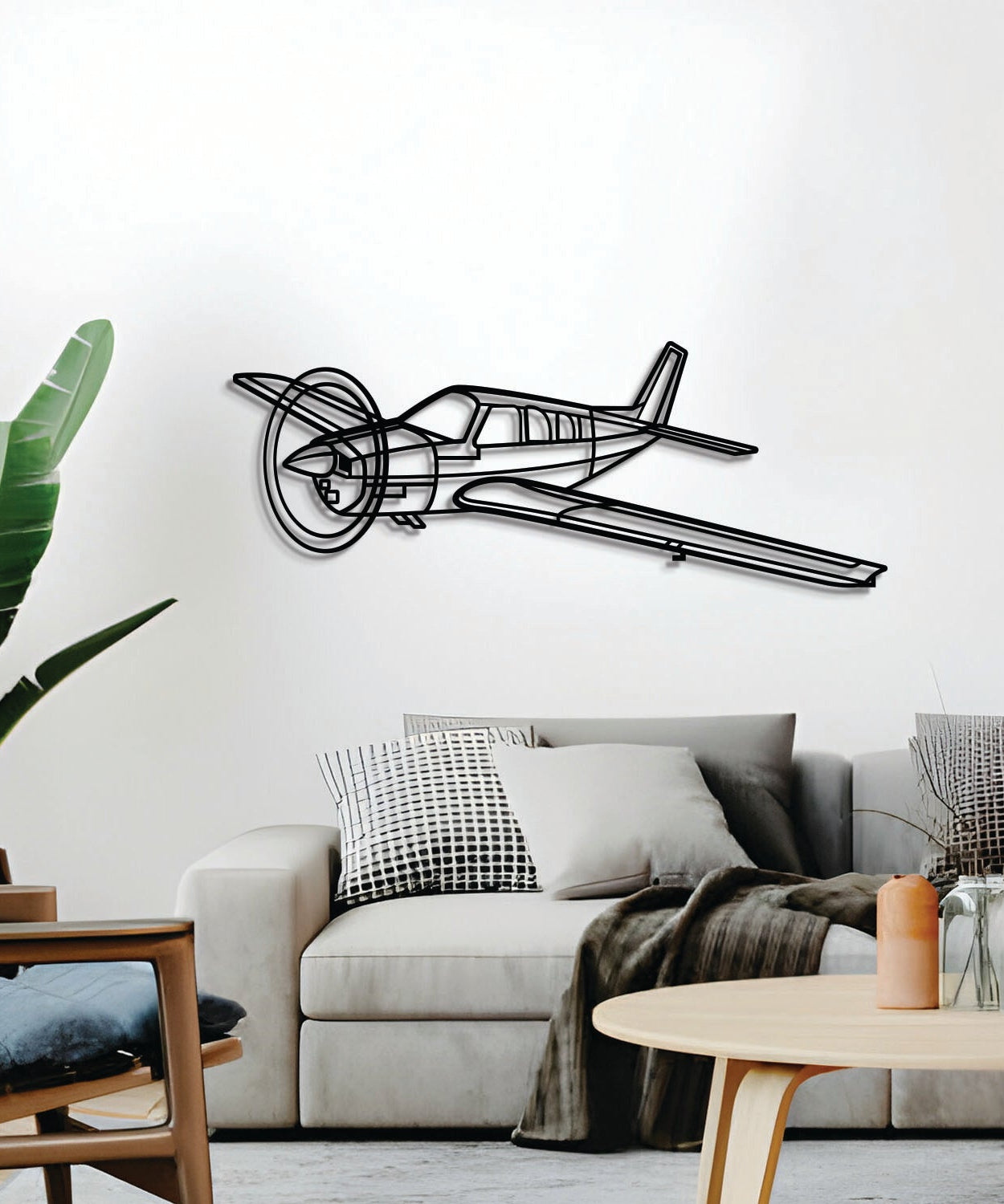 Bonanza A36 Winkel-Metall-Flugzeug Wandkunst - NCP0526