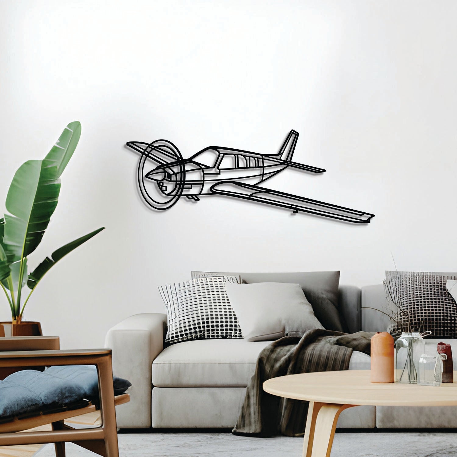 Bonanza A36 Winkel-Metall-Flugzeug Wandkunst - NCP0526