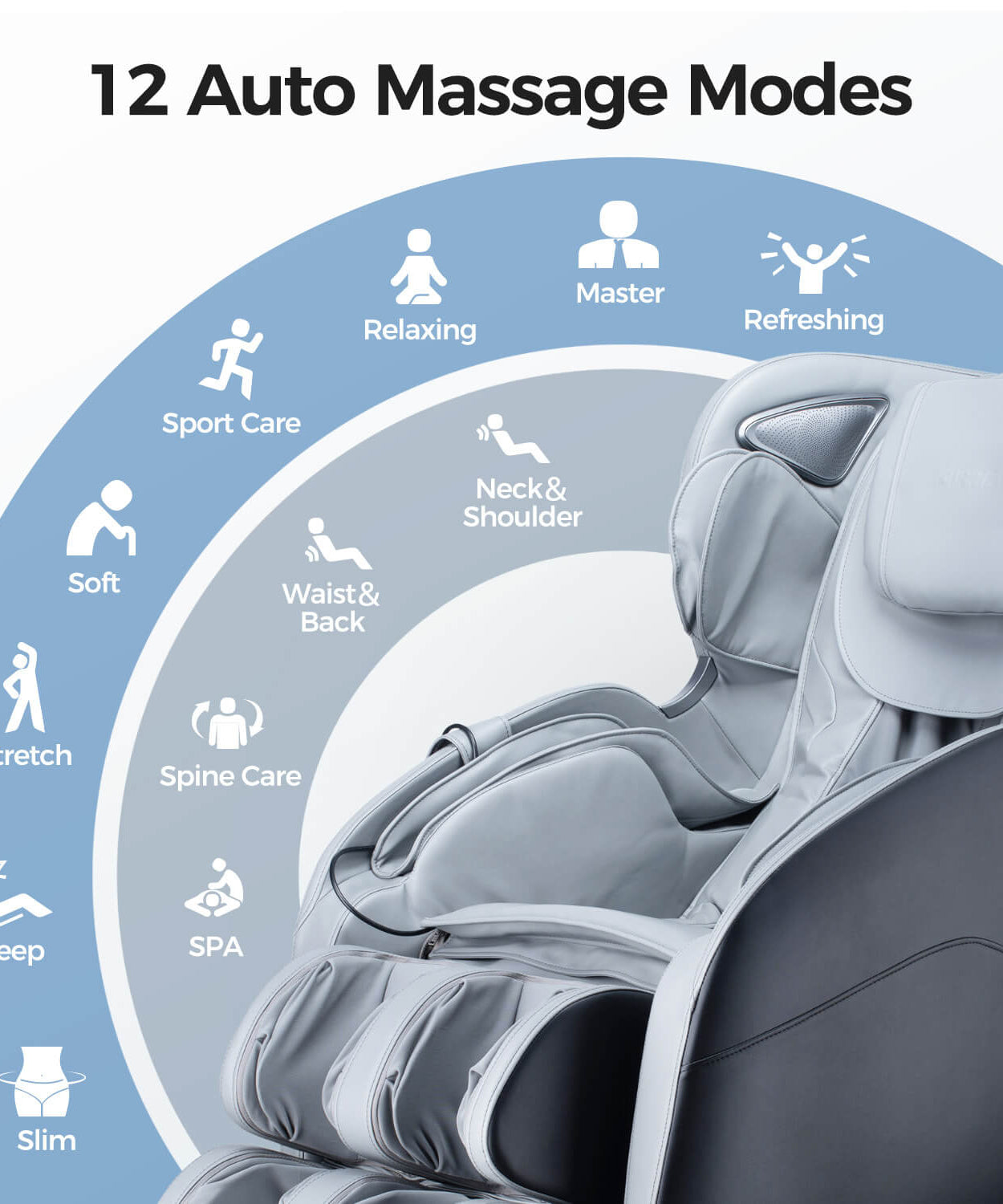 Bosscare Full Body 3D Zero Gravity Shiatsu Recline Massage Chair With Waist Heating (SAK37215)