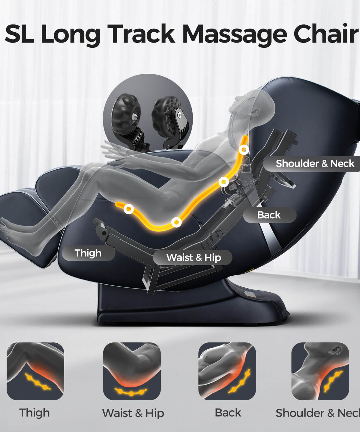 Bosscare Full Body 3D Zero Gravity Shiatsu Recline Massage Chair With Waist Heating (SAK37215)
