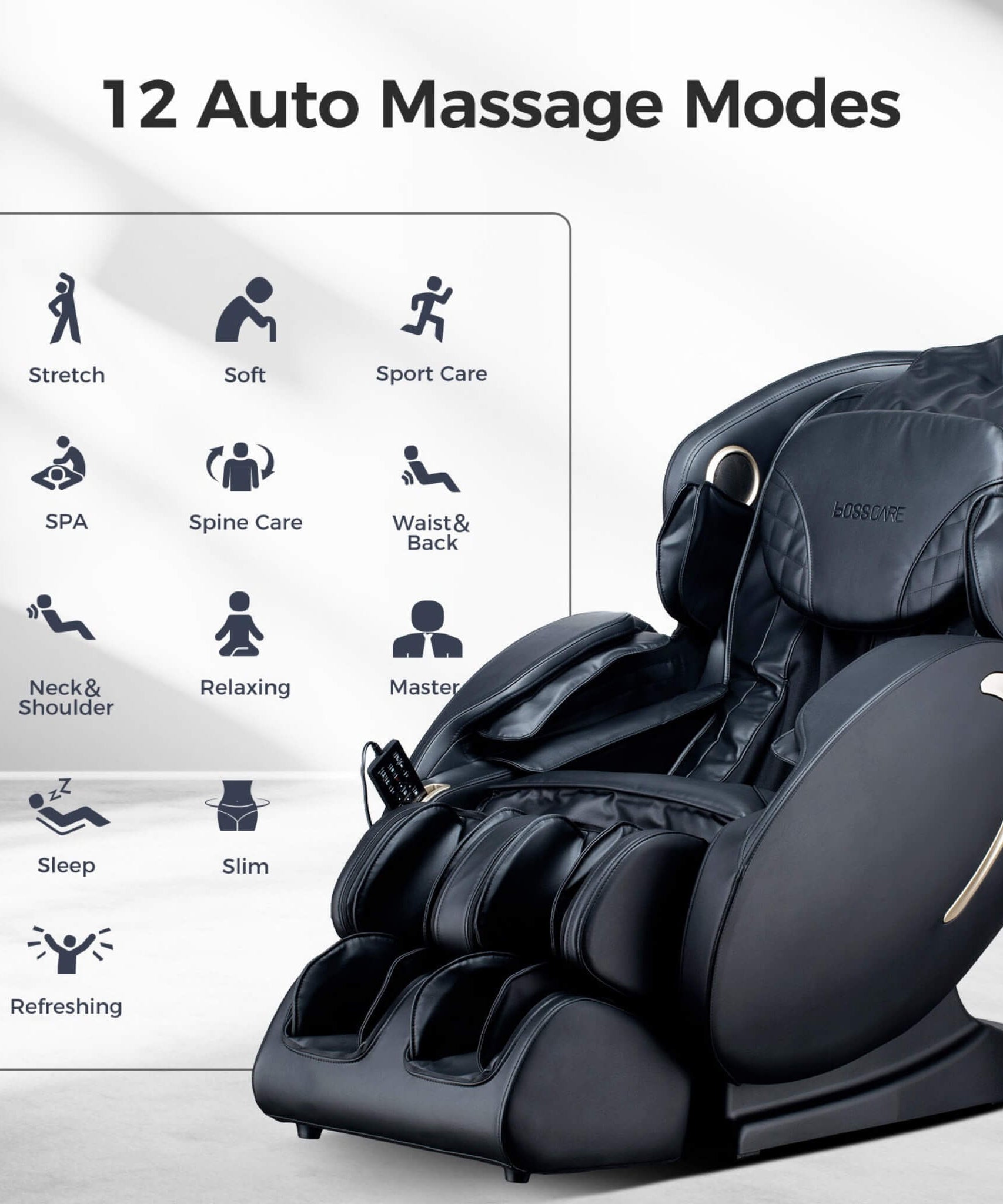 Bosscare Full Body 3D Zero Gravity Shiatsu Recliner Massage Chair With App (SAK32840)