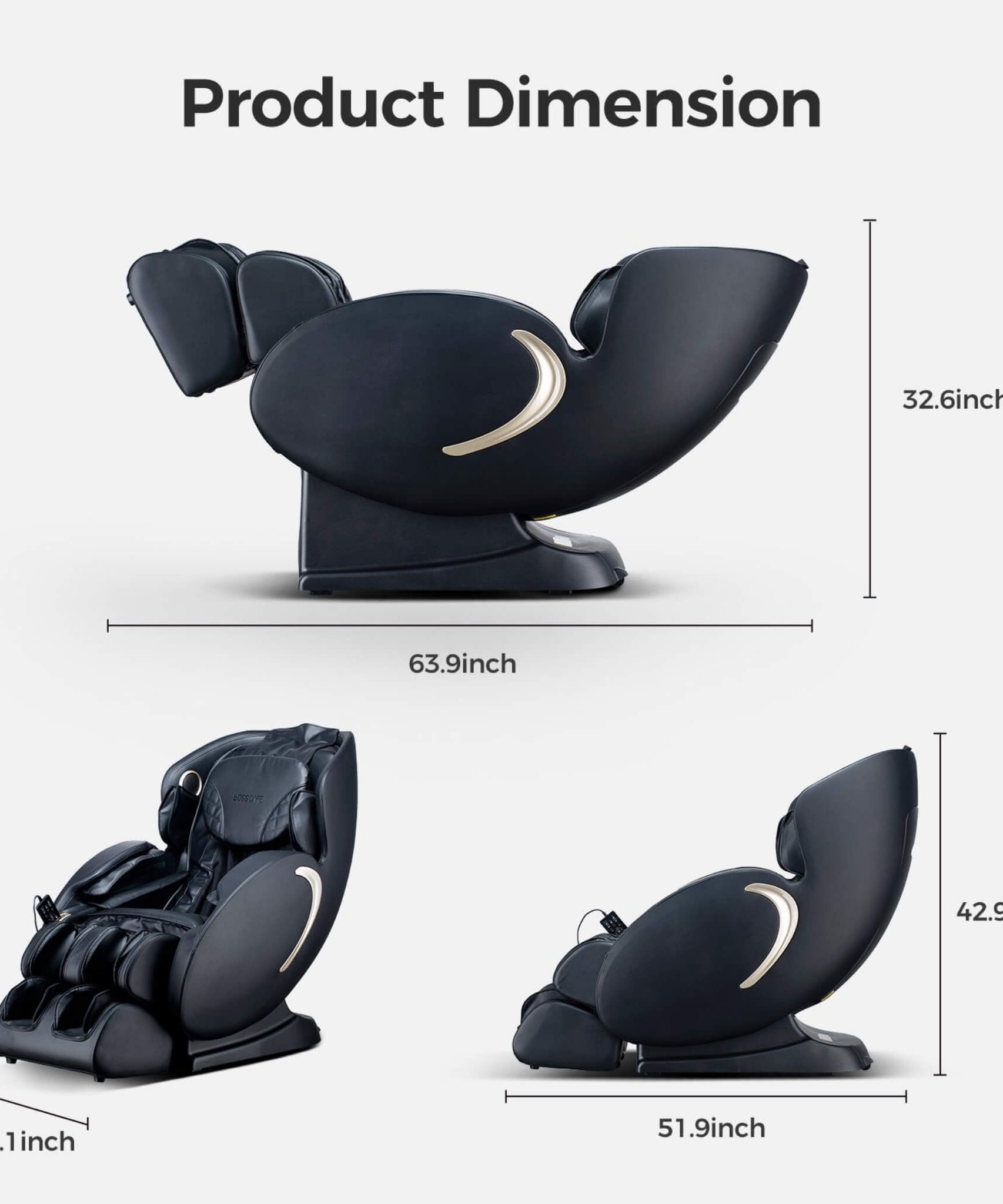 Bosscare Full Body 3D Zero Gravity Shiatsu Recliner Massage Chair With App (SAK32840)