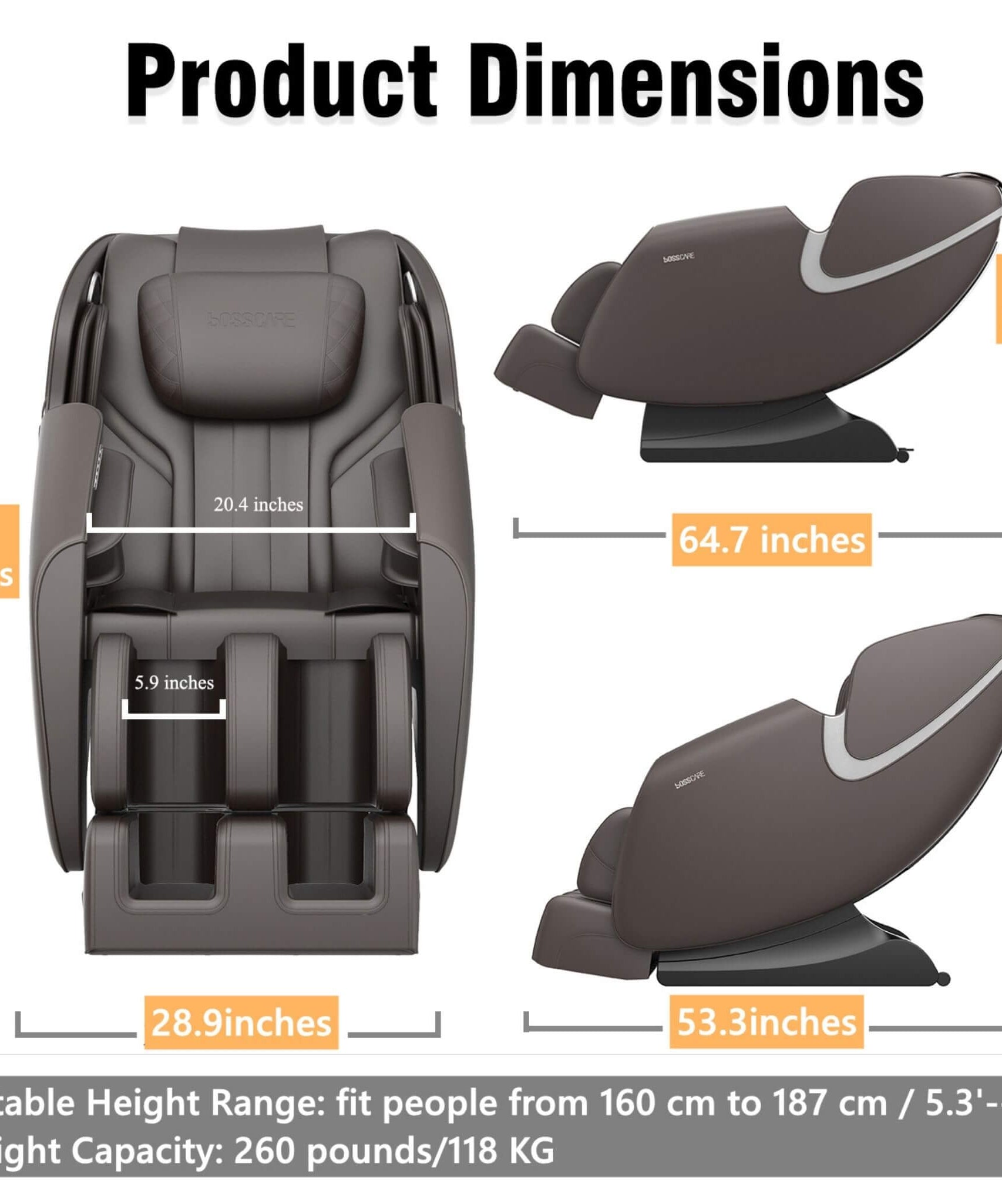 Bosscare Full-Body Zero-Gravity Leather Massage Chair With Zero Gravity And Bluetooth [GR8012] (SAK12074)