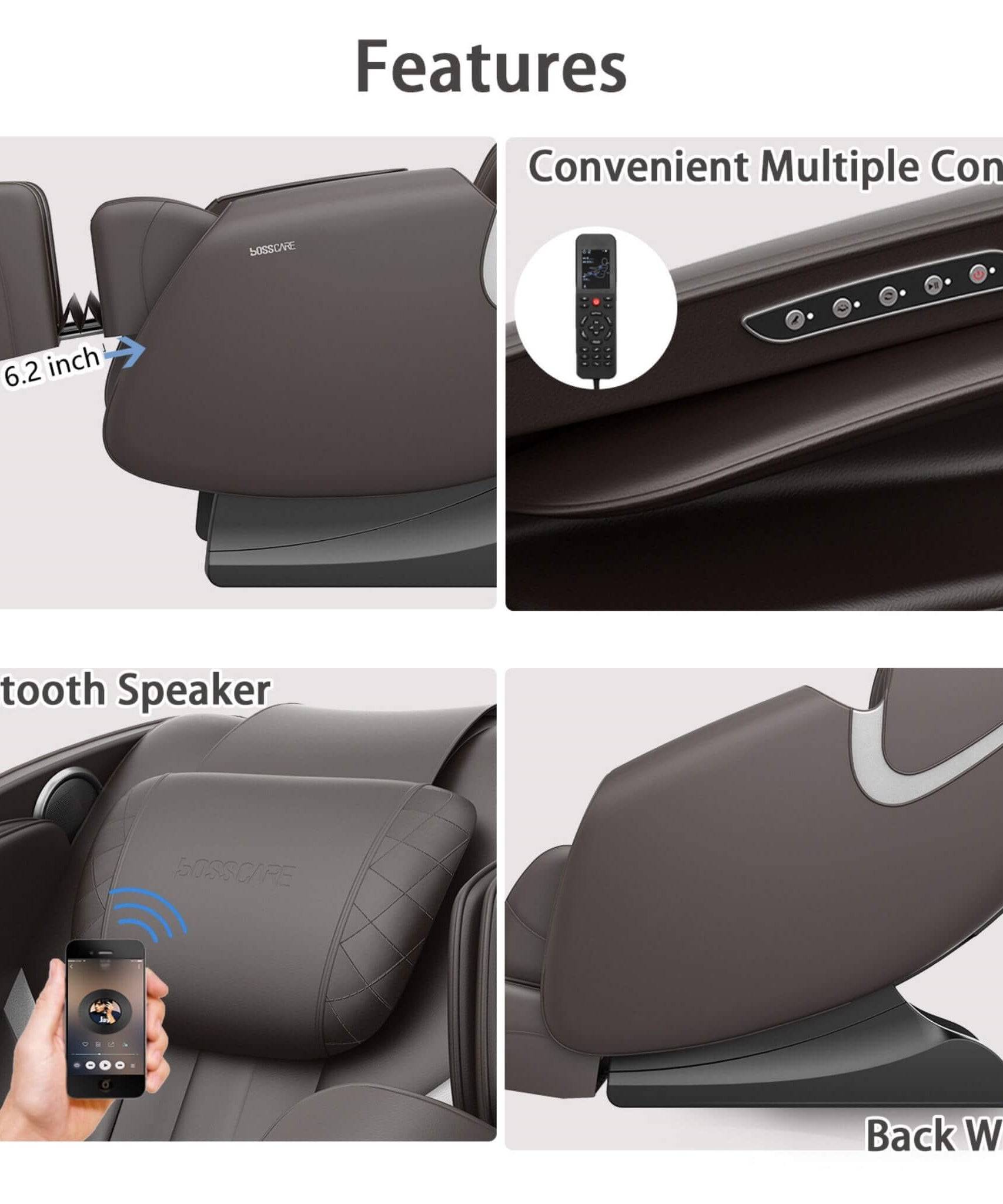Bosscare Full-Body Zero-Gravity Leather Massage Chair With Zero Gravity And Bluetooth [GR8012] (SAK12074)
