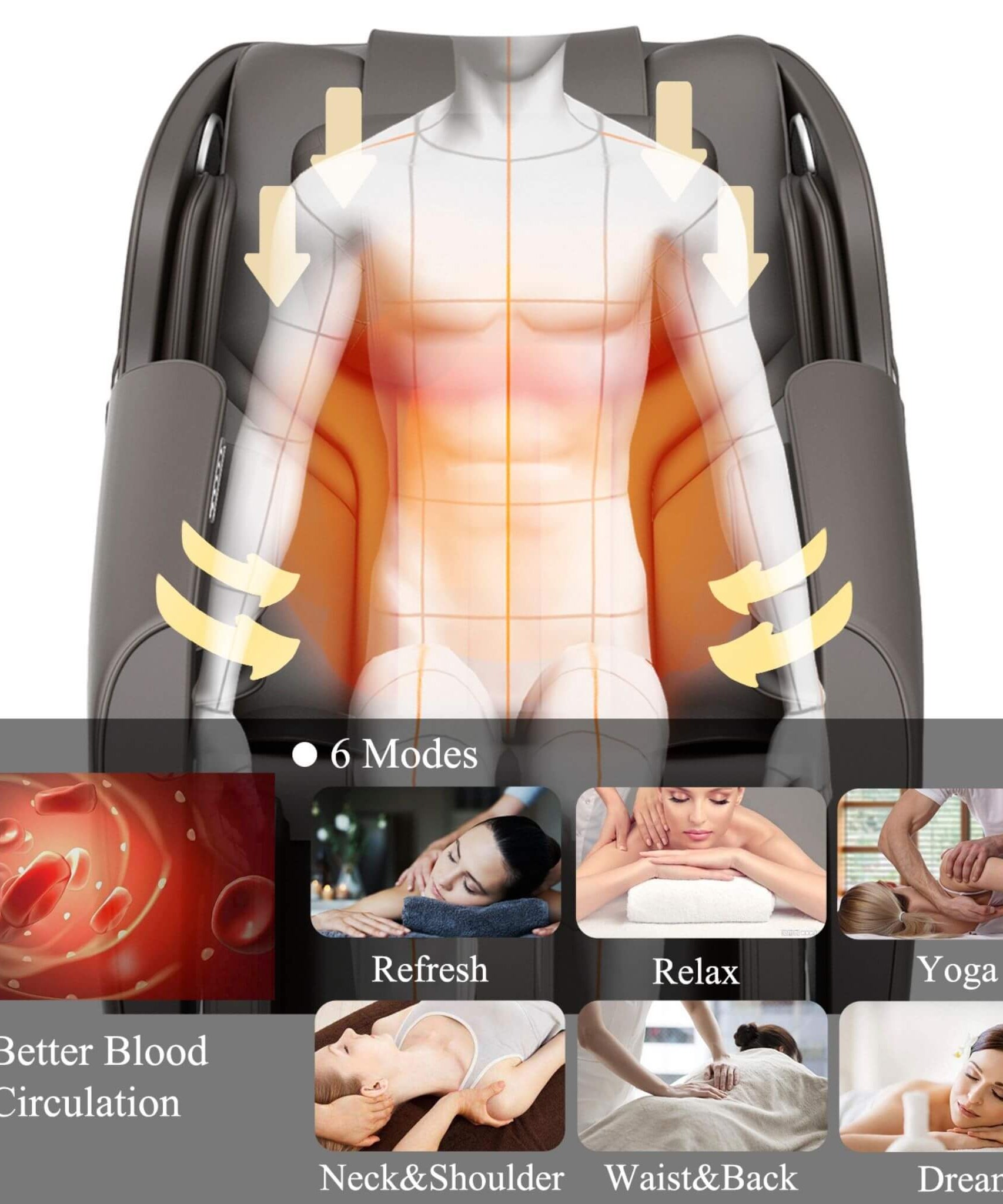 Bosscare Full-Body Zero-Gravity Leather Massage Chair With Zero Gravity And Bluetooth [GR8012] (SAK12074)