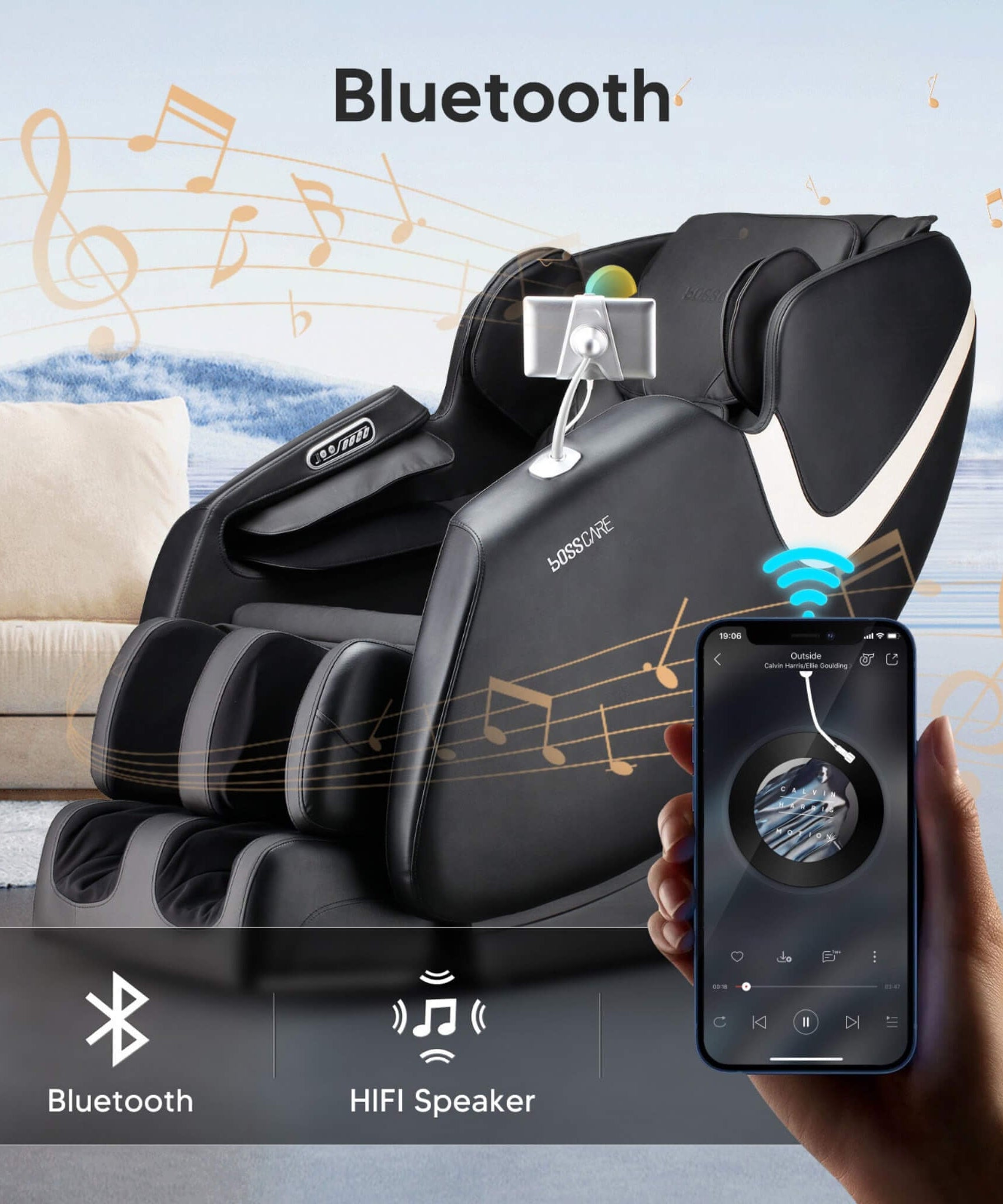 Bosscare Full Body Zero Gravity Shiatsu Recliner Massage Chair With AI Voice & App Control (SAK52960)