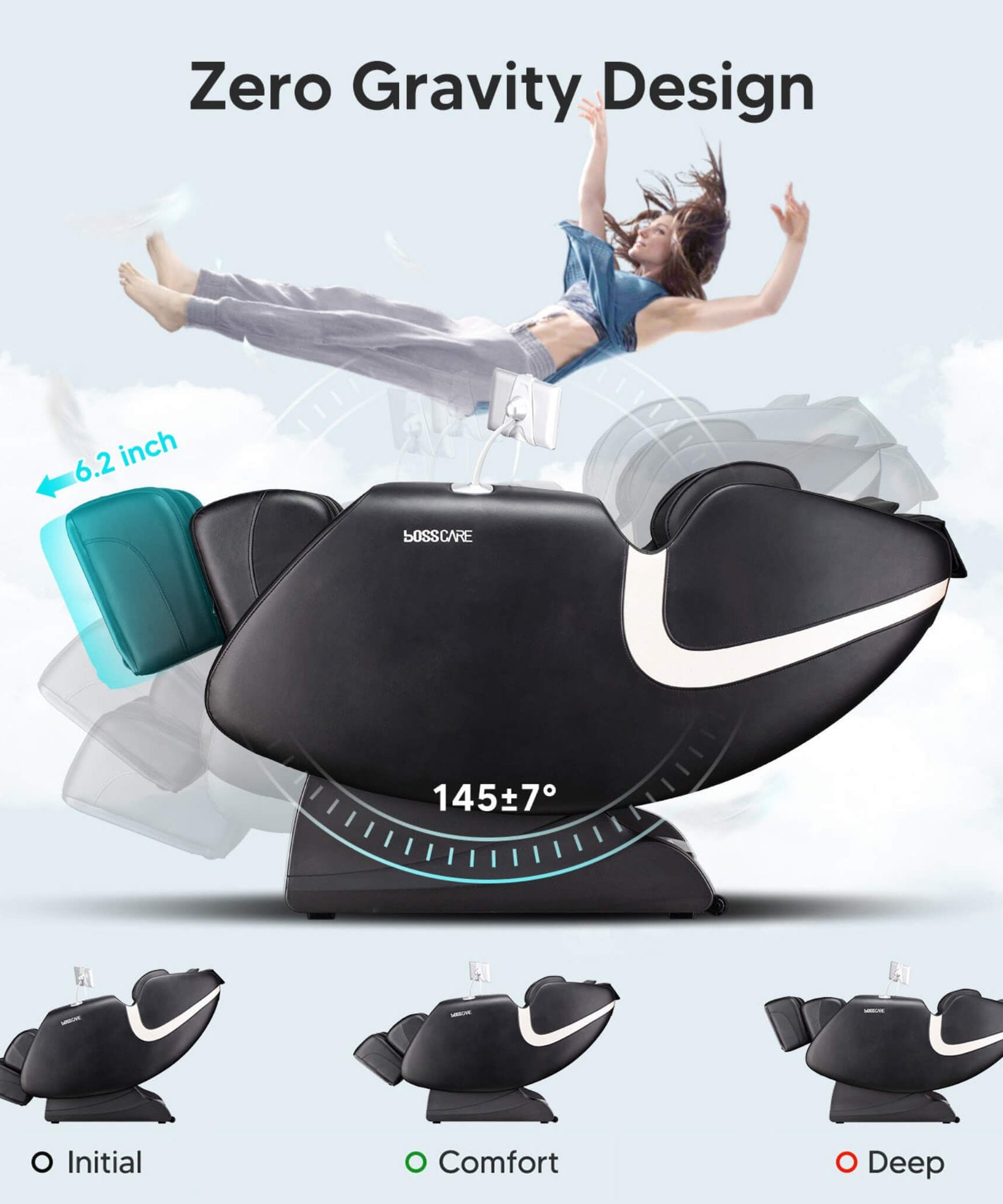 Bosscare Full Body Zero Gravity Shiatsu Recliner Massage Chair With AI Voice & App Control (SAK52960)