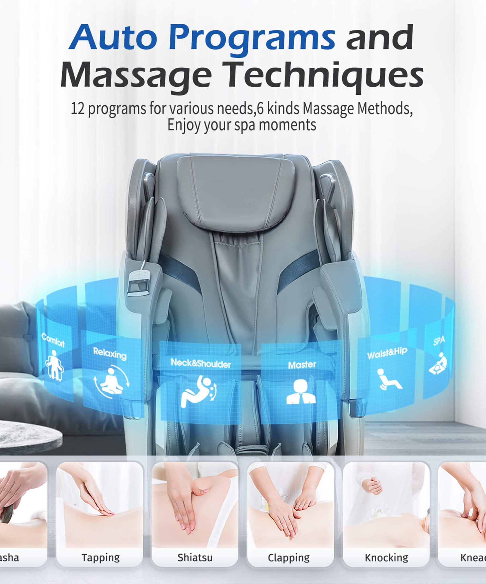 Bosscare Premium Full Body Zero Gravity Massage Chair With Ai Voice And App Control, Gray (SAK35970)