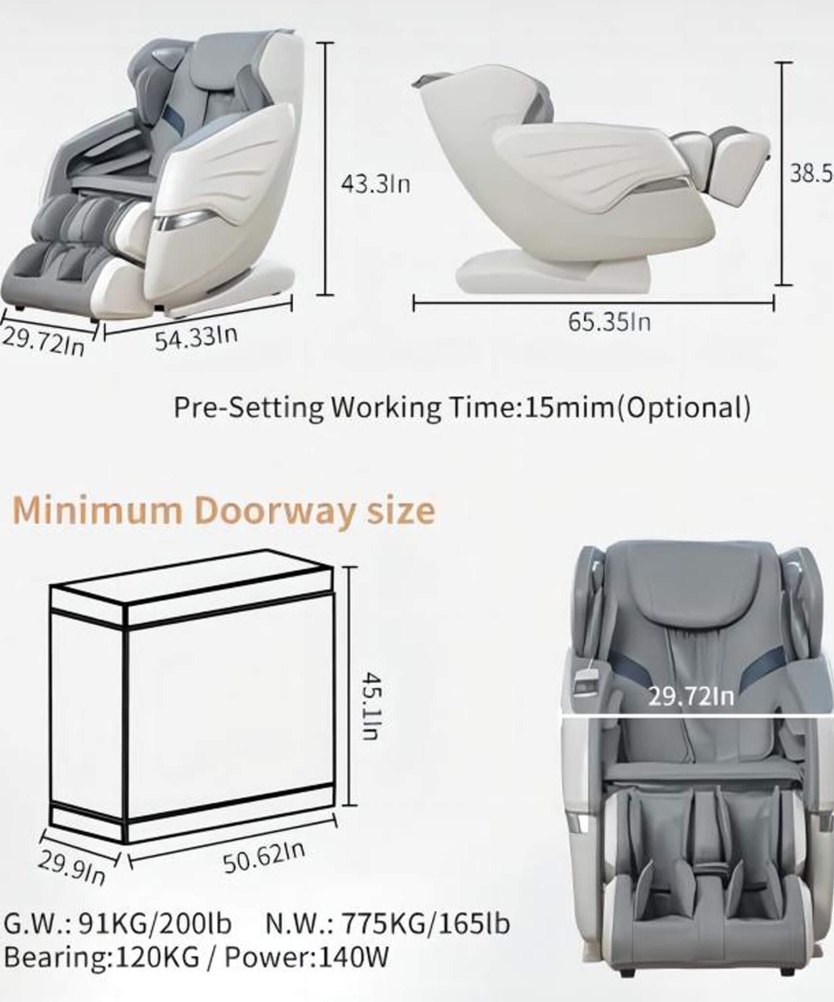 Bosscare Premium Full Body Zero Gravity Massage Chair With Ai Voice And App Control, Gray (SAK35970)