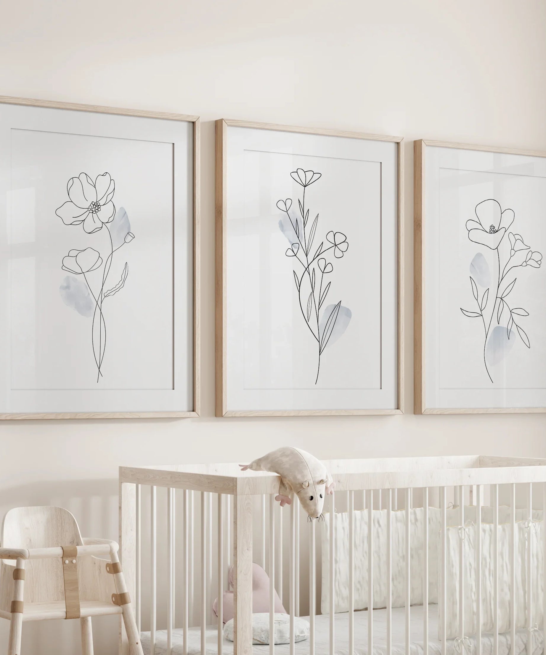 Black and White Botanical Prints. Modern Minimalist Line Art