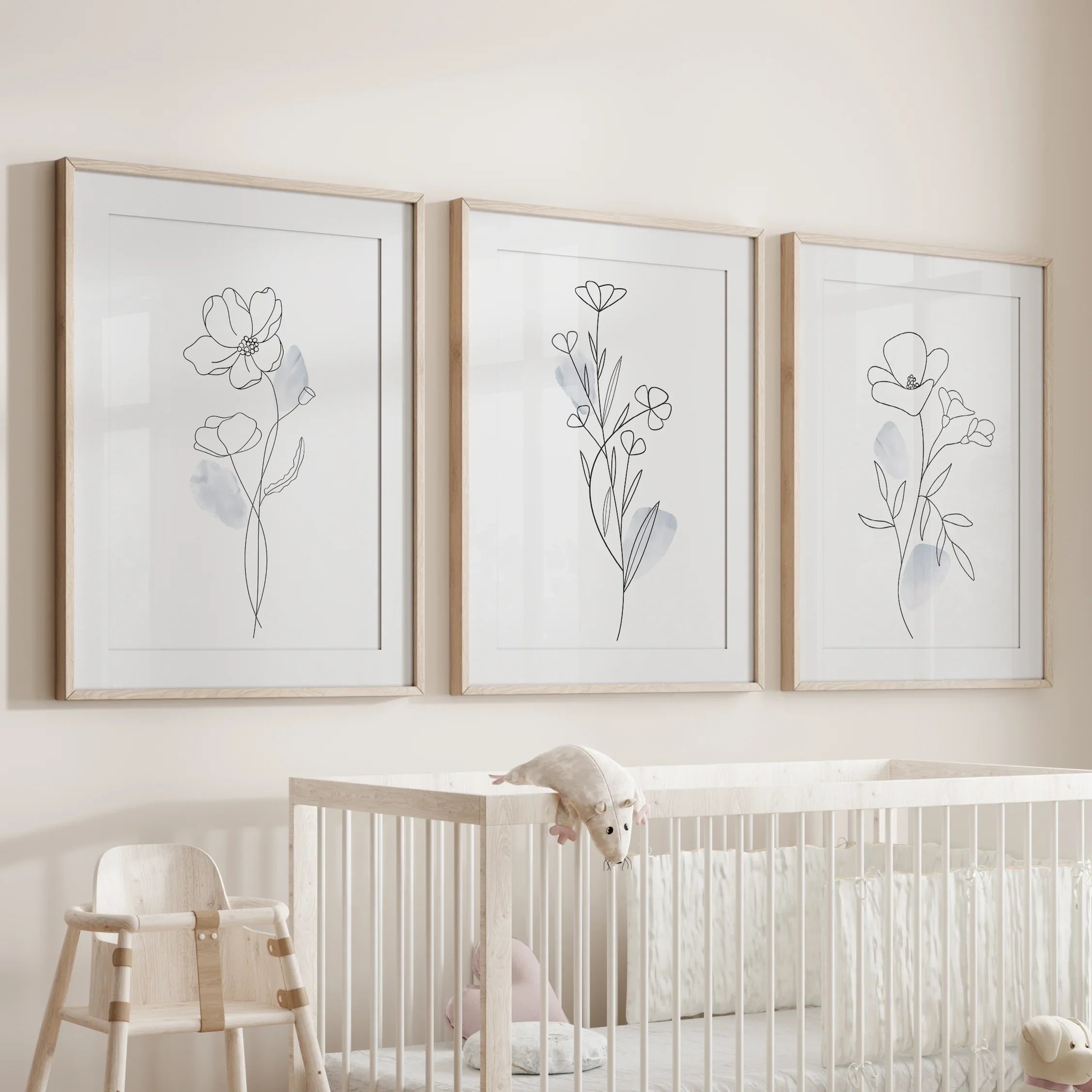 Black and White Botanical Prints. Modern Minimalist Line Art