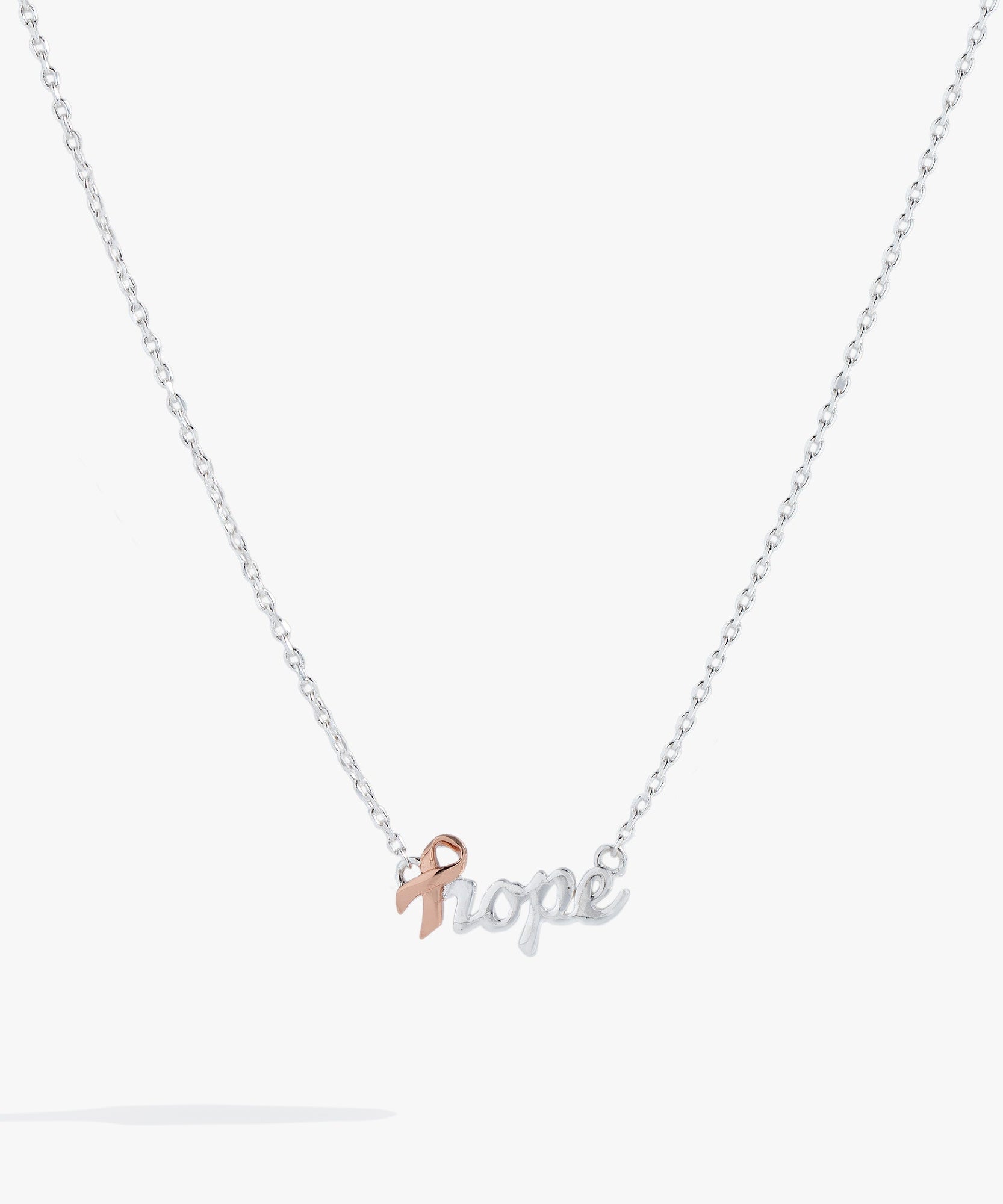 'Hope' Breast Cancer Awareness Pink Ribbon Necklace