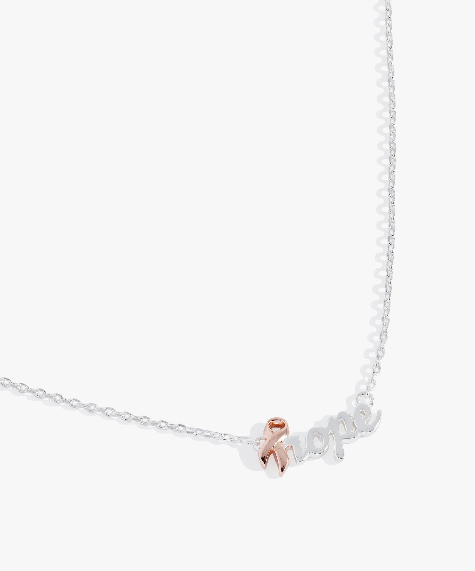'Hope' Breast Cancer Awareness Pink Ribbon Necklace