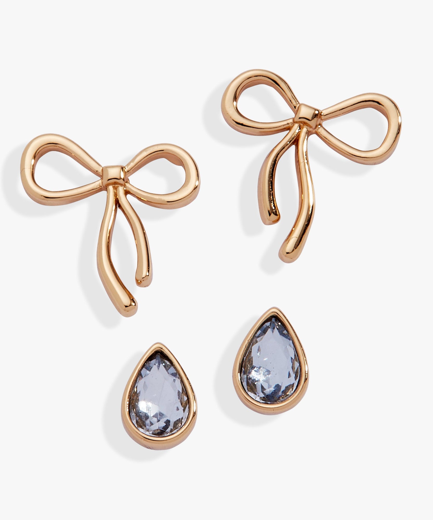 Bow & Teardrop Stud Earring Set
