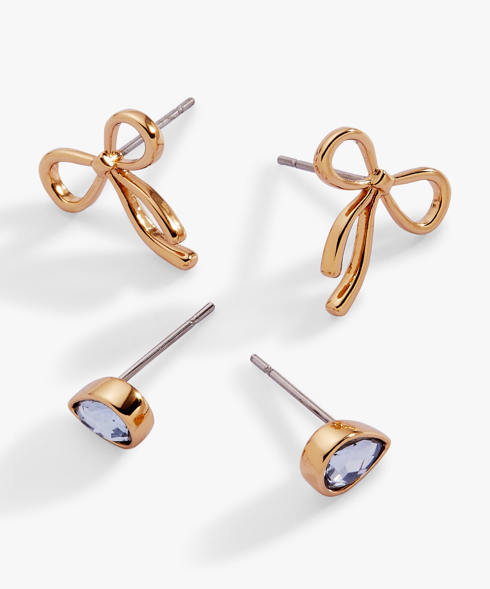 Bow & Teardrop Stud Earring Set