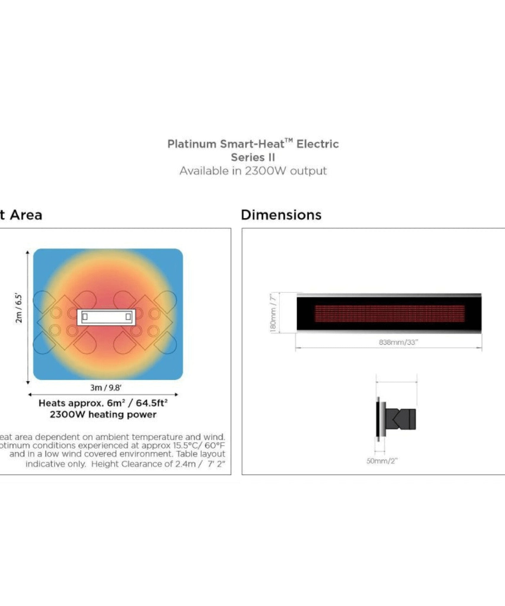 Bromic Heating Platinum Smart-Heat™ Series II 33-Inch 2300W 7900 BTU 240V Electric Patio Heater [BH0320003] (SAK42615)