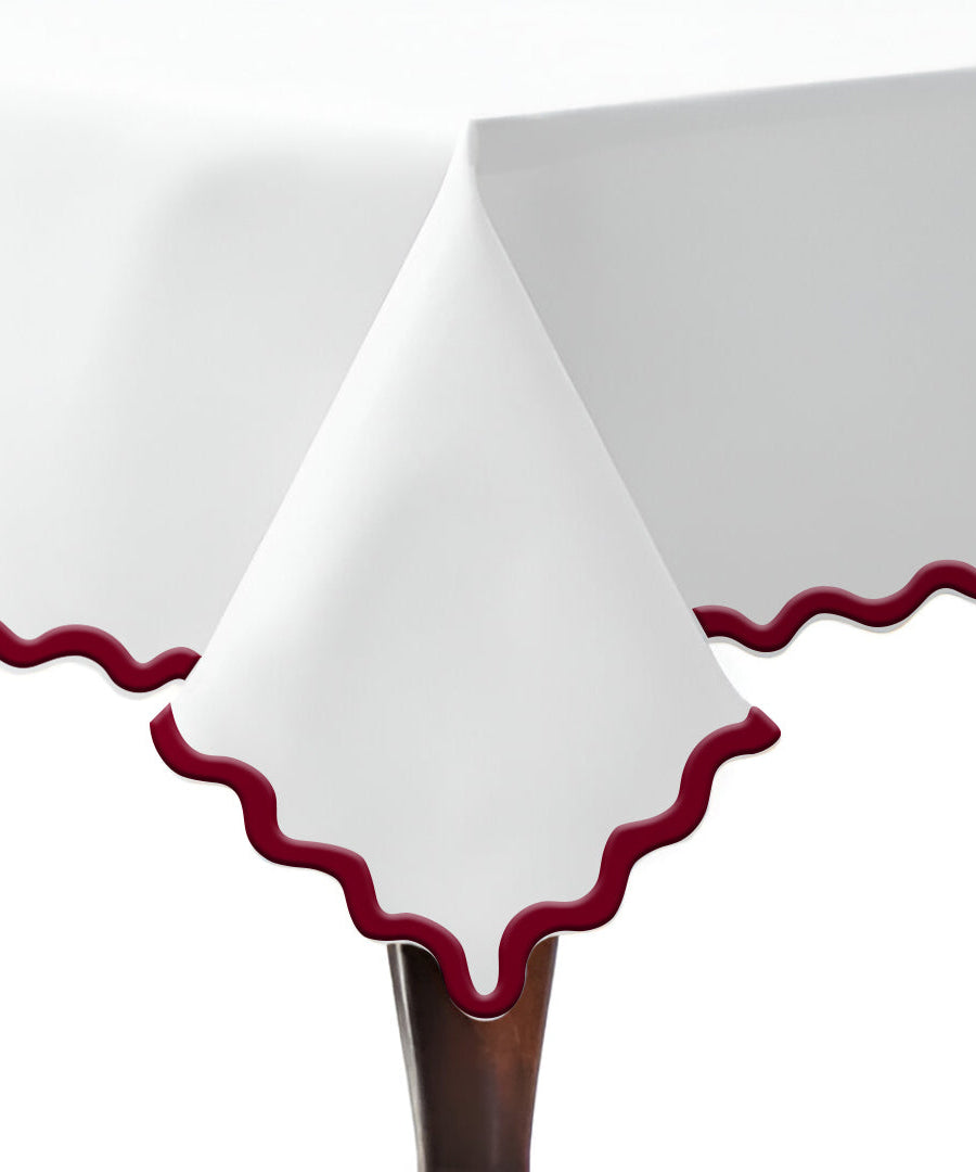 Applique Scalloped Embroidery Cotton Table Cloth