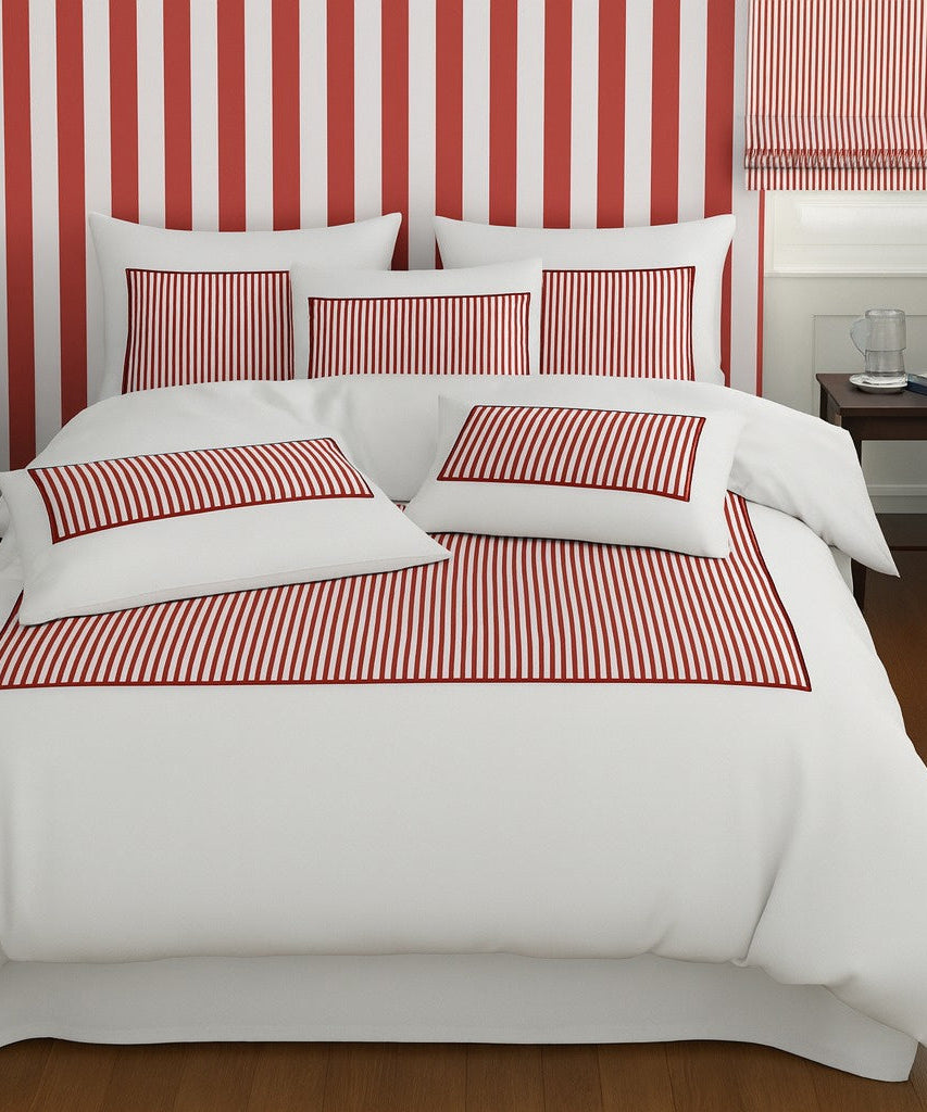 Classic Applique Ticking Stripe Cotton Duvet Cover Set