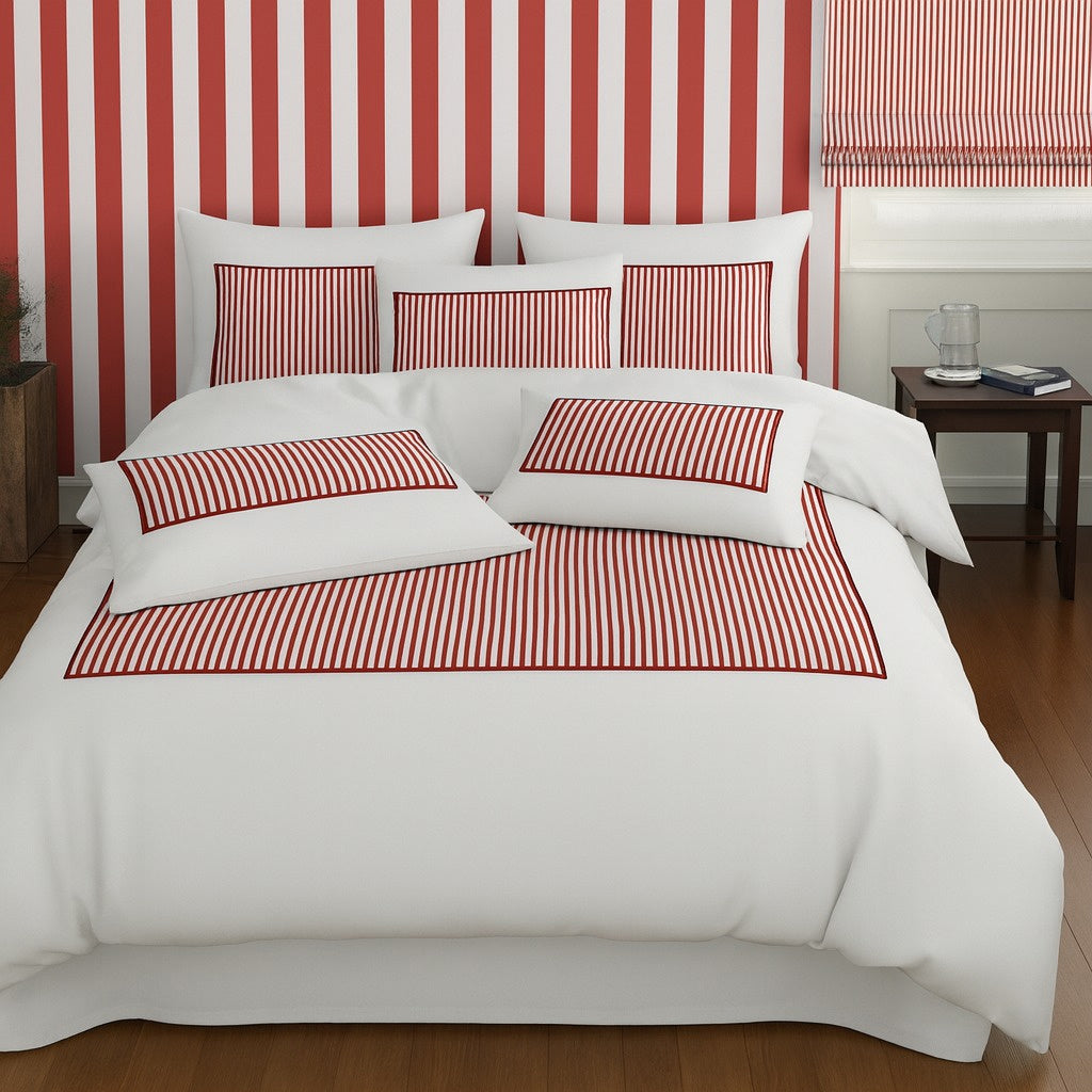 Classic Applique Ticking Stripe Cotton Duvet Cover Set