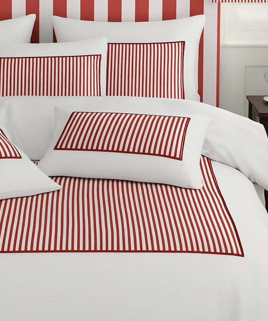 Classic Applique Ticking Stripe Cotton Duvet Cover Set