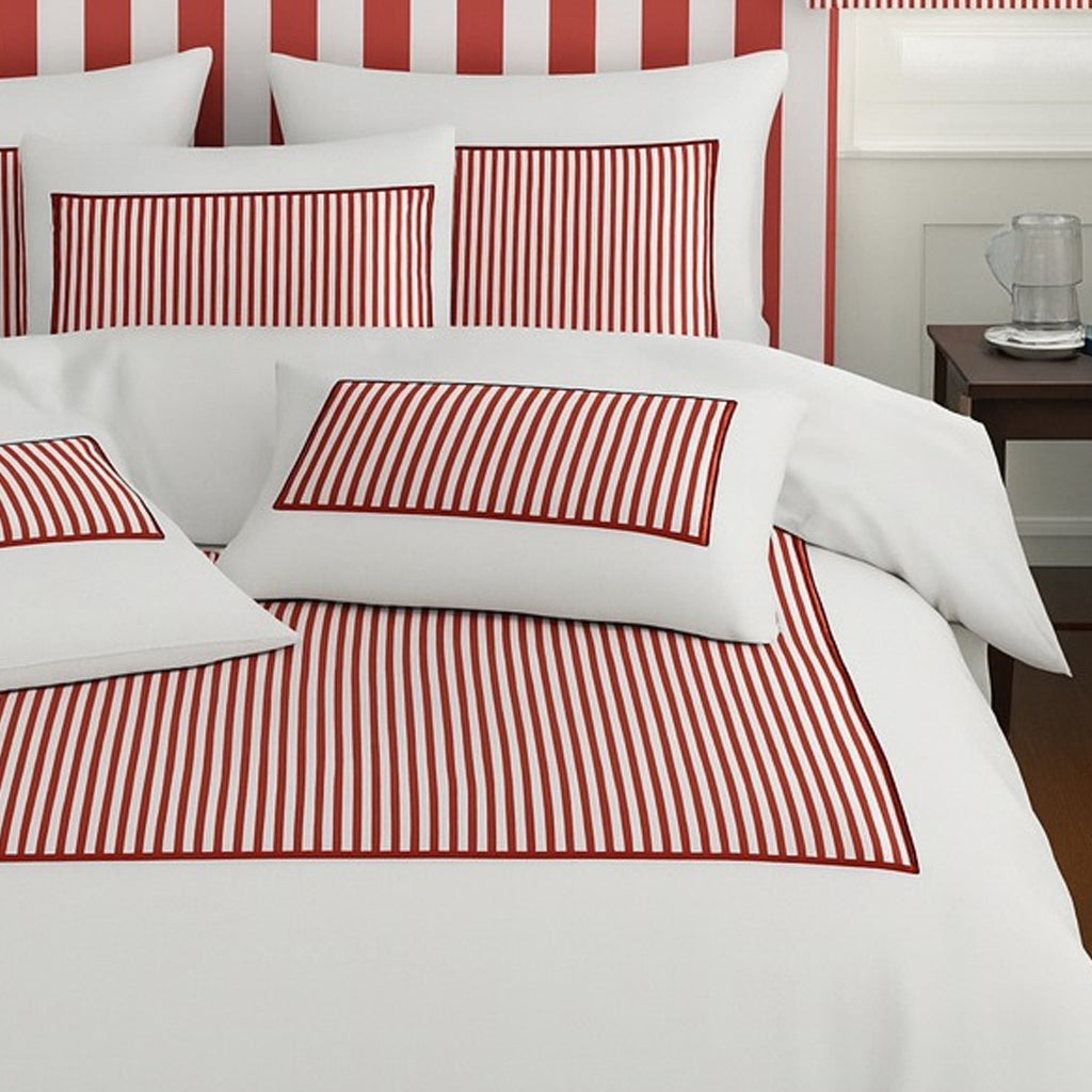 Classic Applique Ticking Stripe Cotton Duvet Cover Set