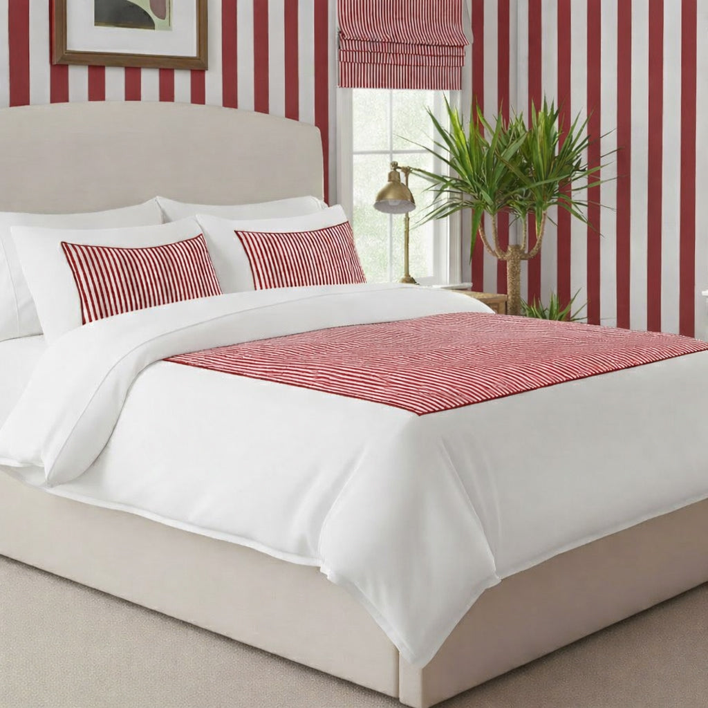 Classic Applique Ticking Stripe Cotton Duvet Cover Set