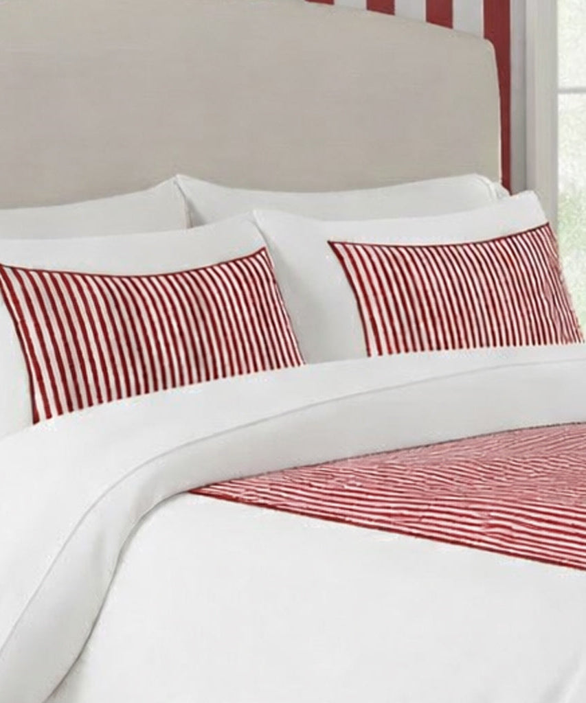 Classic Applique Ticking Stripe Cotton Duvet Cover Set