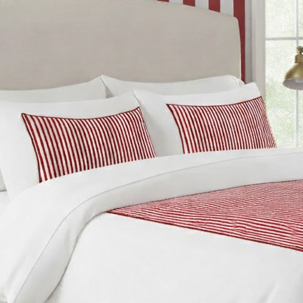 Classic Applique Ticking Stripe Cotton Duvet Cover Set