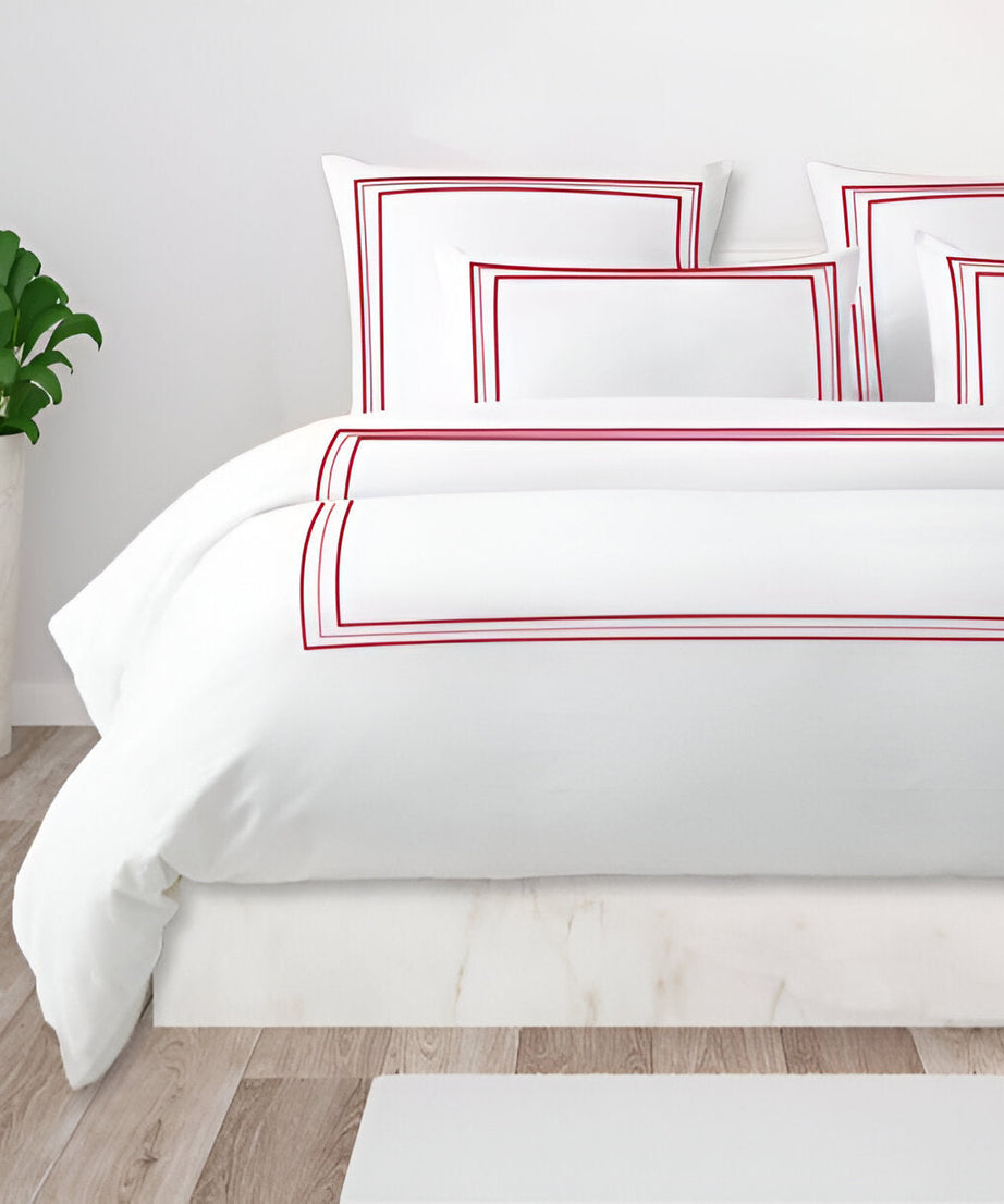 400TC Cotton Classic Embroidery Sateen Solid Duvet Cover Set