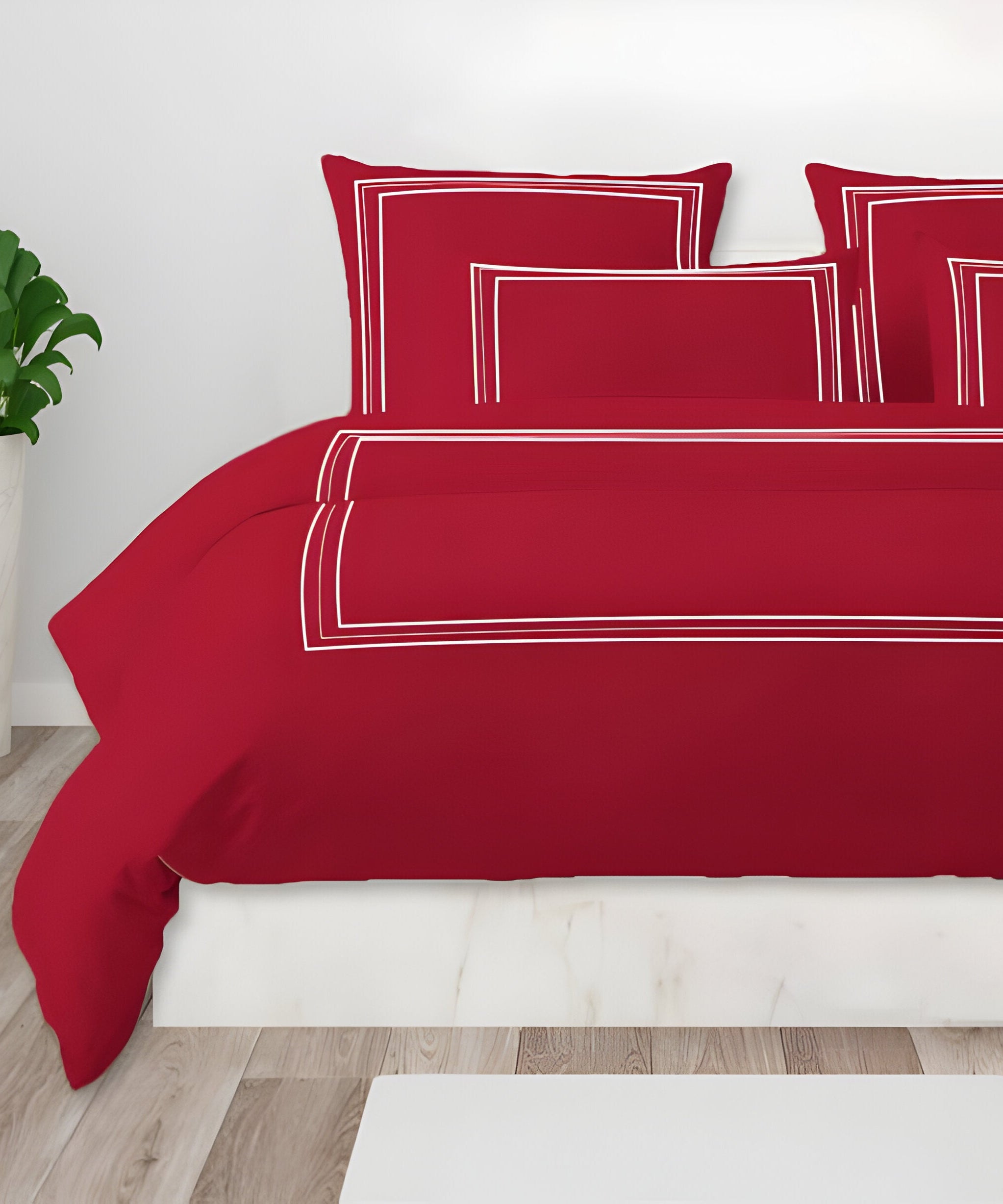 400TC Cotton Classic Luxurious Embroidery Sateen Solid Duvet Cover Set