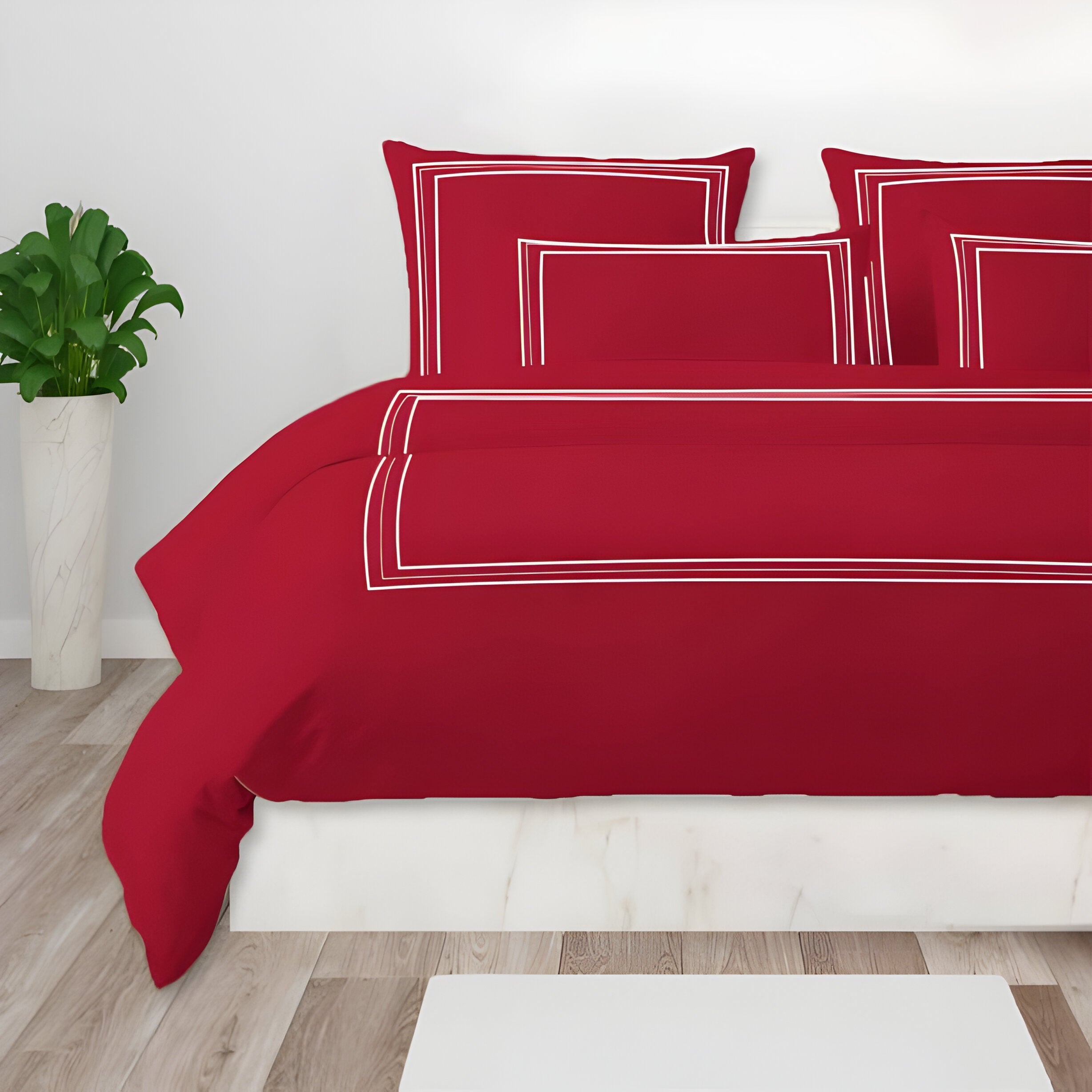 400TC Cotton Classic Luxurious Embroidery Sateen Solid Duvet Cover Set