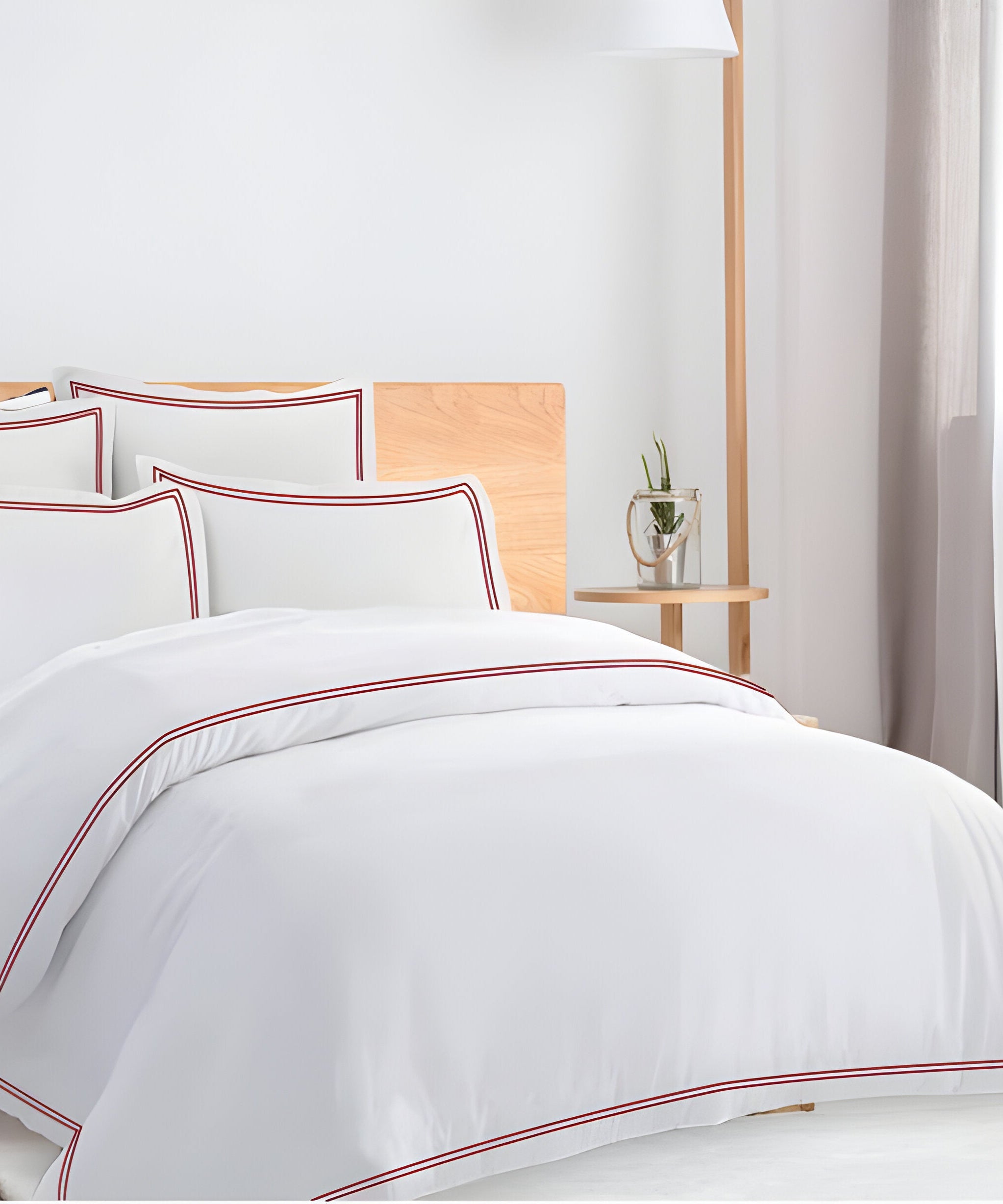400TC Cotton Double Edge Embroidery Sateen Solid Duvet Cover Set