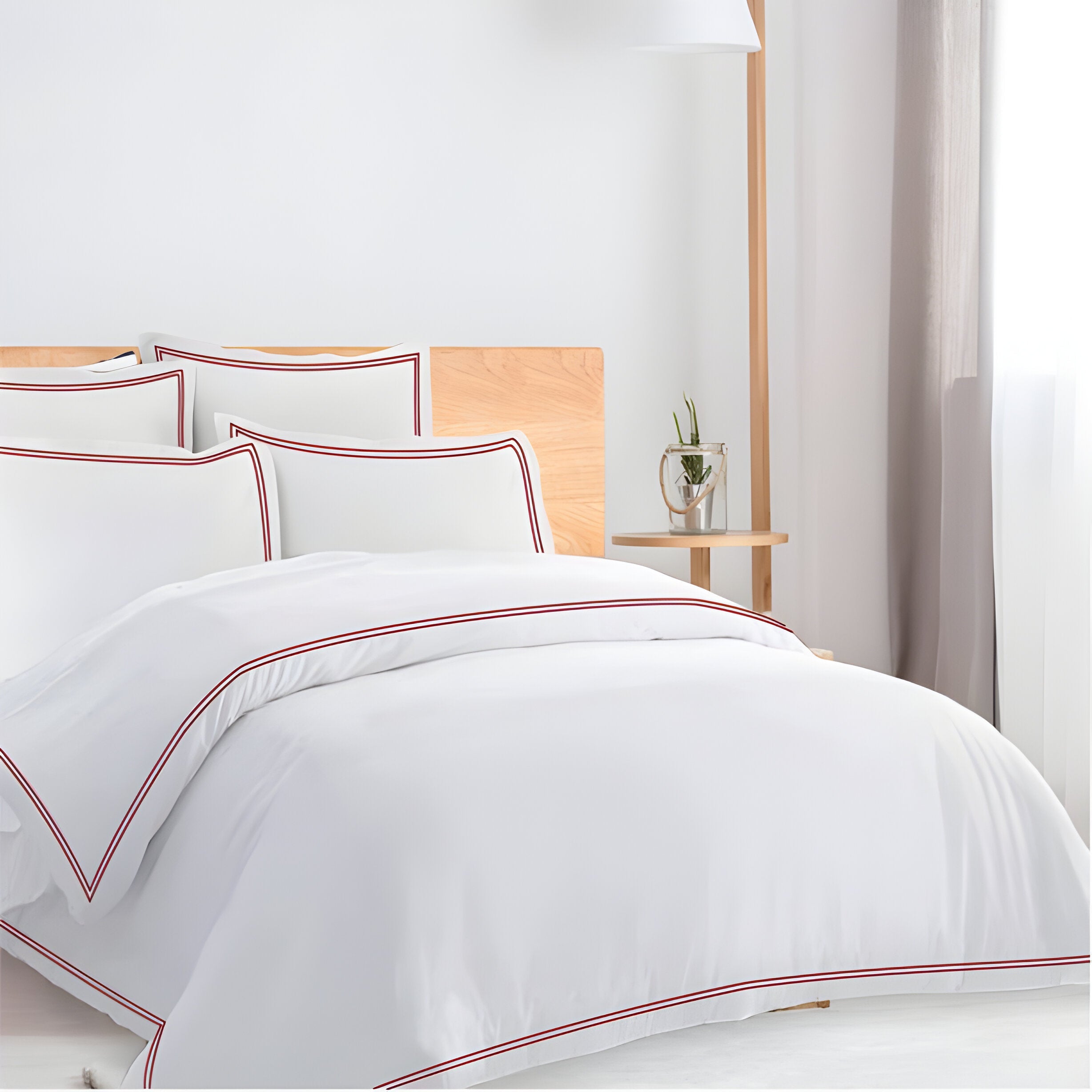 400TC Cotton Double Edge Embroidery Sateen Solid Duvet Cover Set