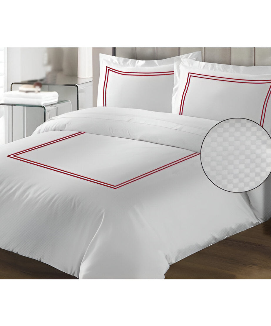 400TC Cotton Double Embroidery Sateen Microcheck Duvet Cover Set