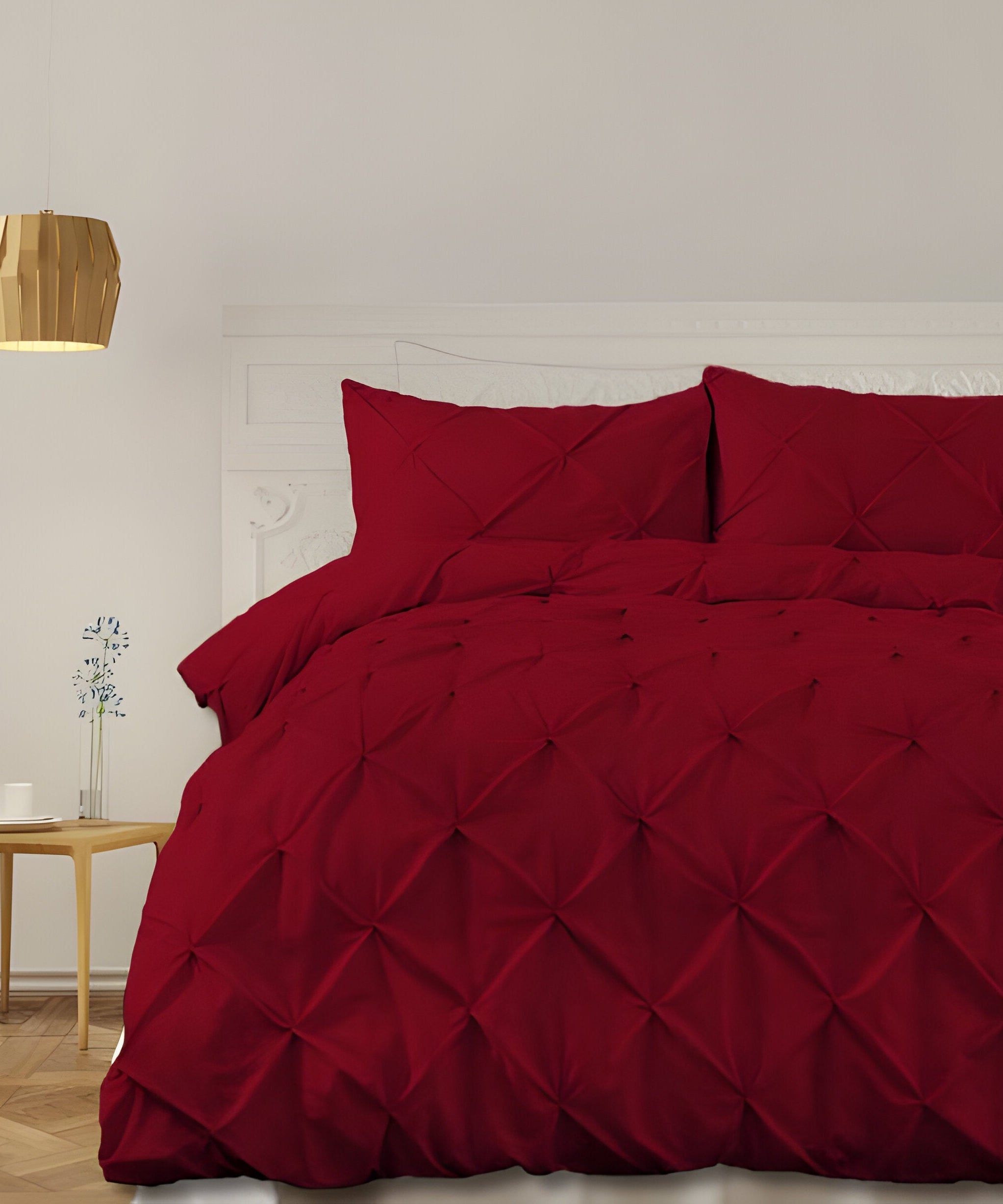 400TC Cotton Pintuck Sateen Solid Duvet Cover Set