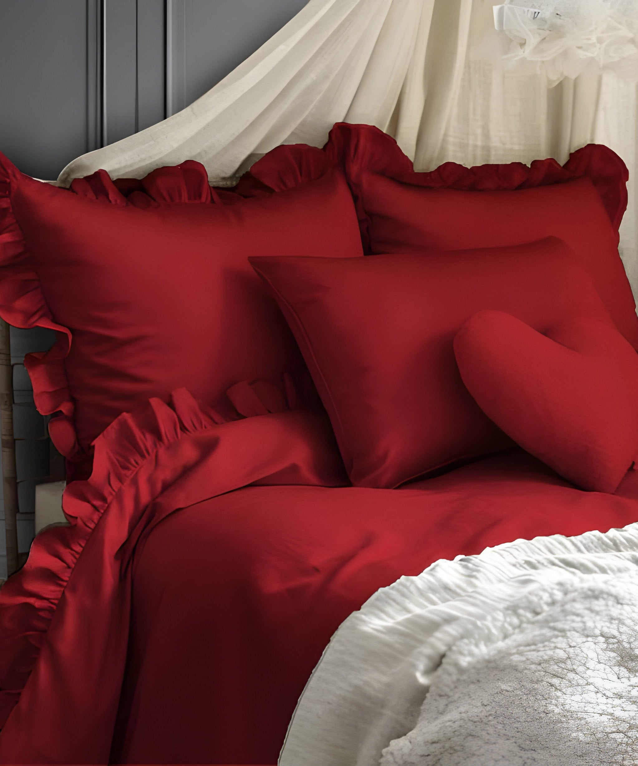 400TC Cotton Sateen Ruffle Duvet Cover Set