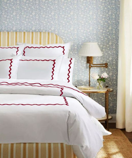 Ava 400TC Cotton Scallop Embroidery Sateen Solid Duvet Cover Set
