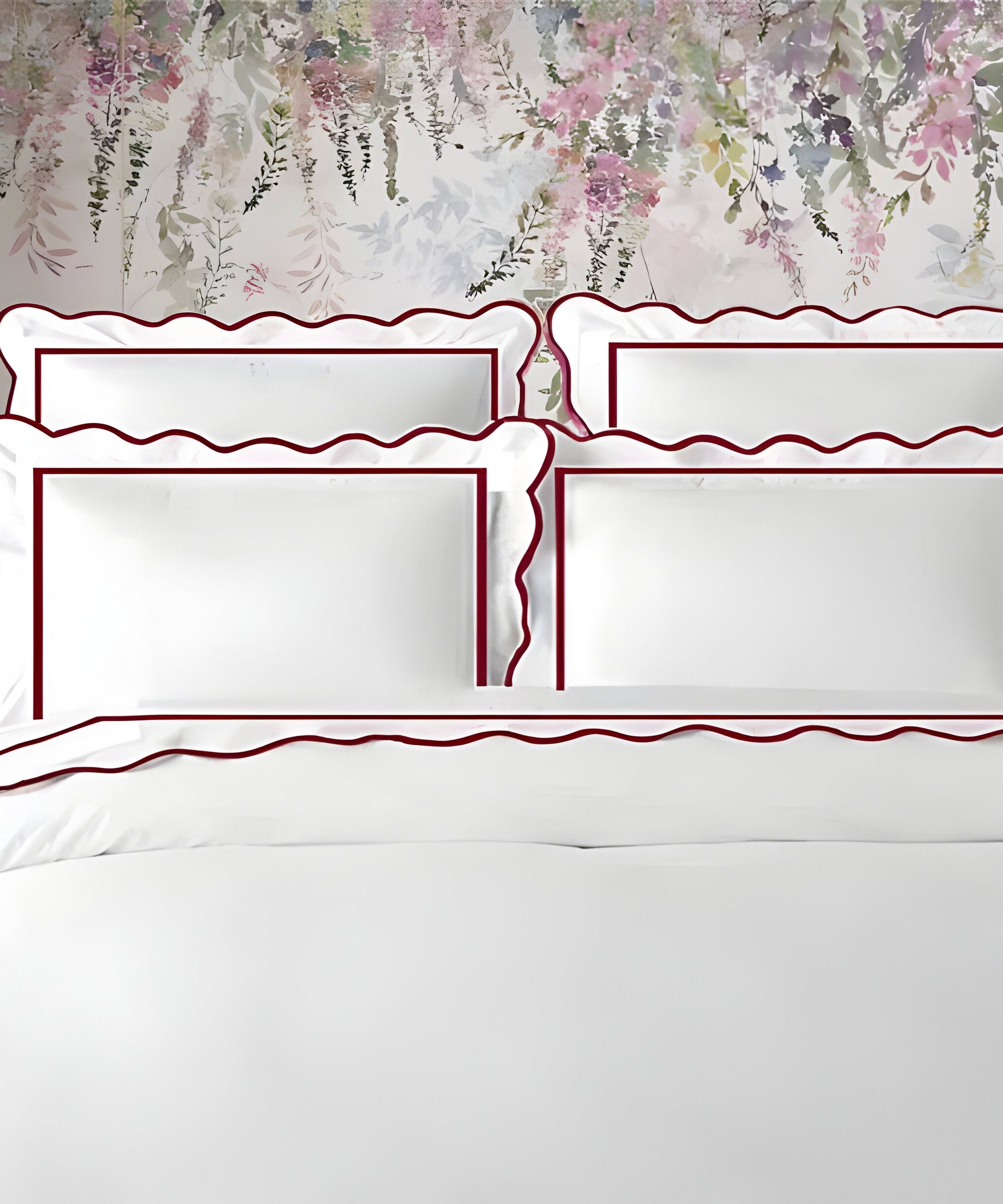 400TC Cotton Scallop Embroidery & Border Sateen Solid Duvet Cover Set