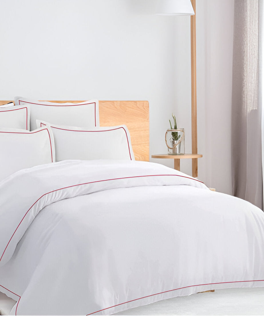 400TC Cotton Single Edge Embroidery Sateen Solid Duvet Cover Set