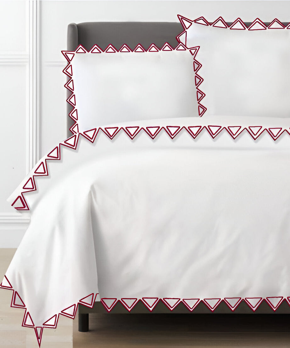 Ashley 400TC Cotton Traingle Embroidery Sateen Solid Duvet Cover Set