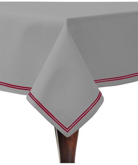 Double Embroidery Border Sateen Cotton Solid Table Cloth - Light Grey