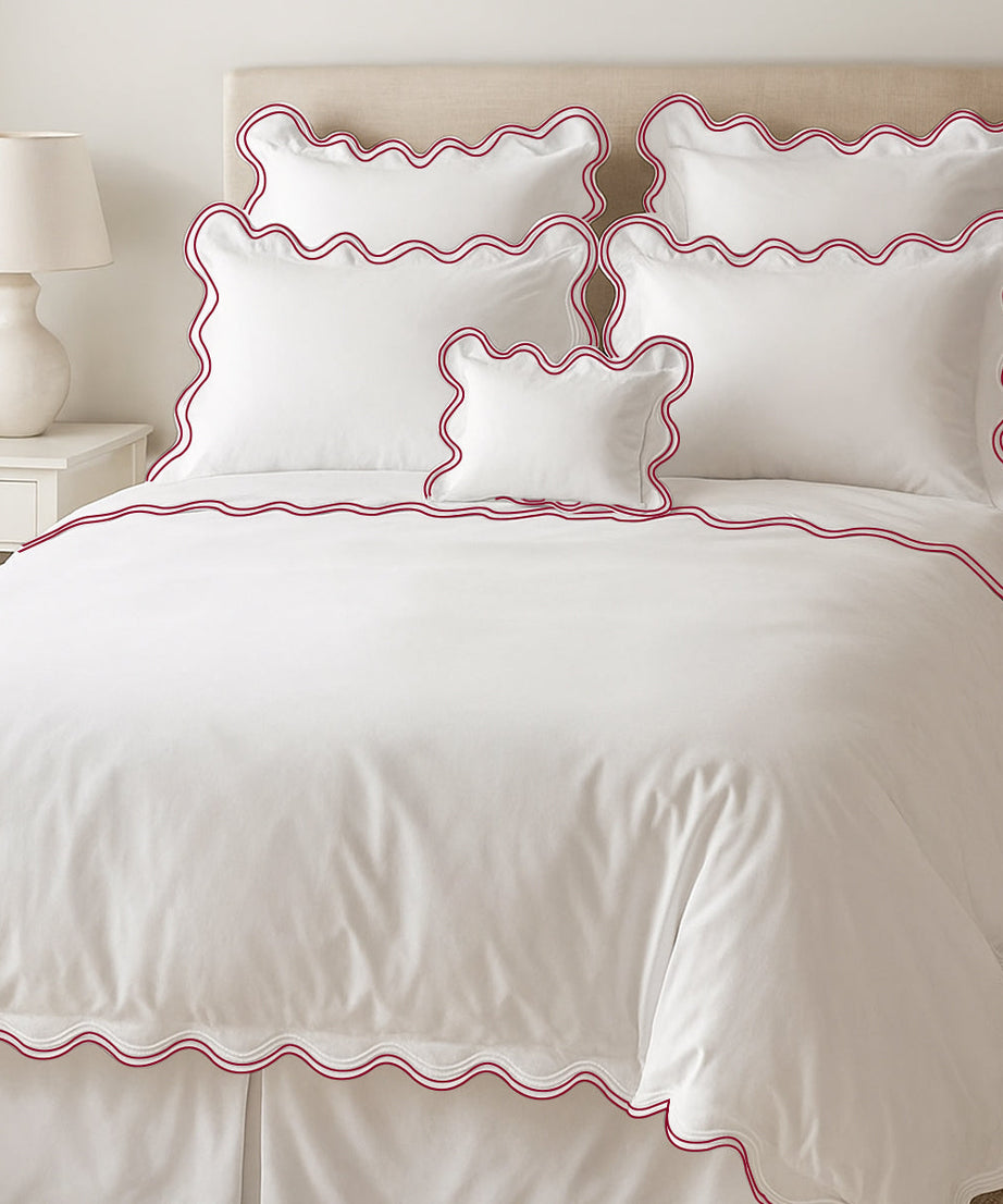 400TC Cotton Sateen Luxurious Double Scalloped Duvet Cover Set