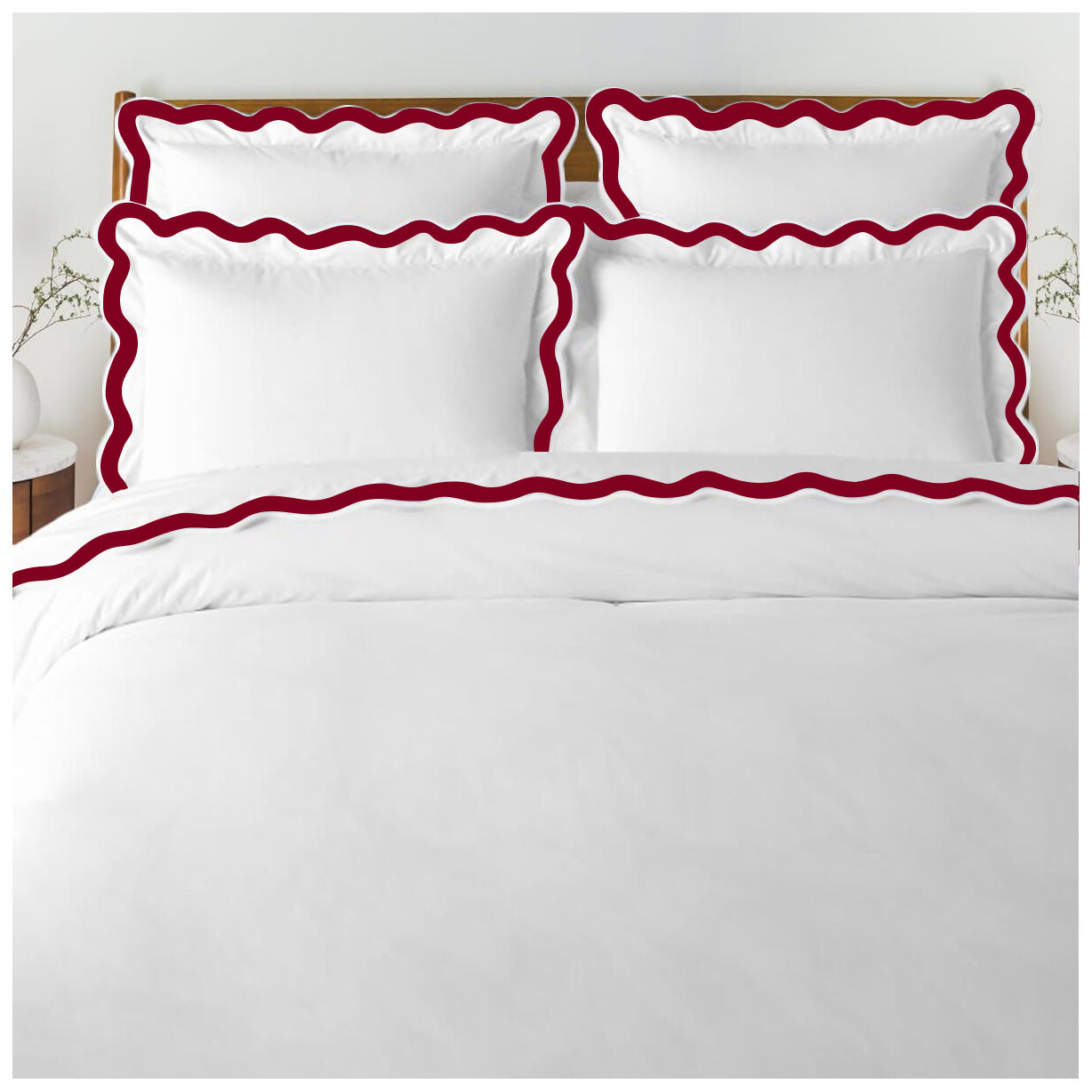400TC Applique Scalloped Embroidery Cotton Duvet Cover Set