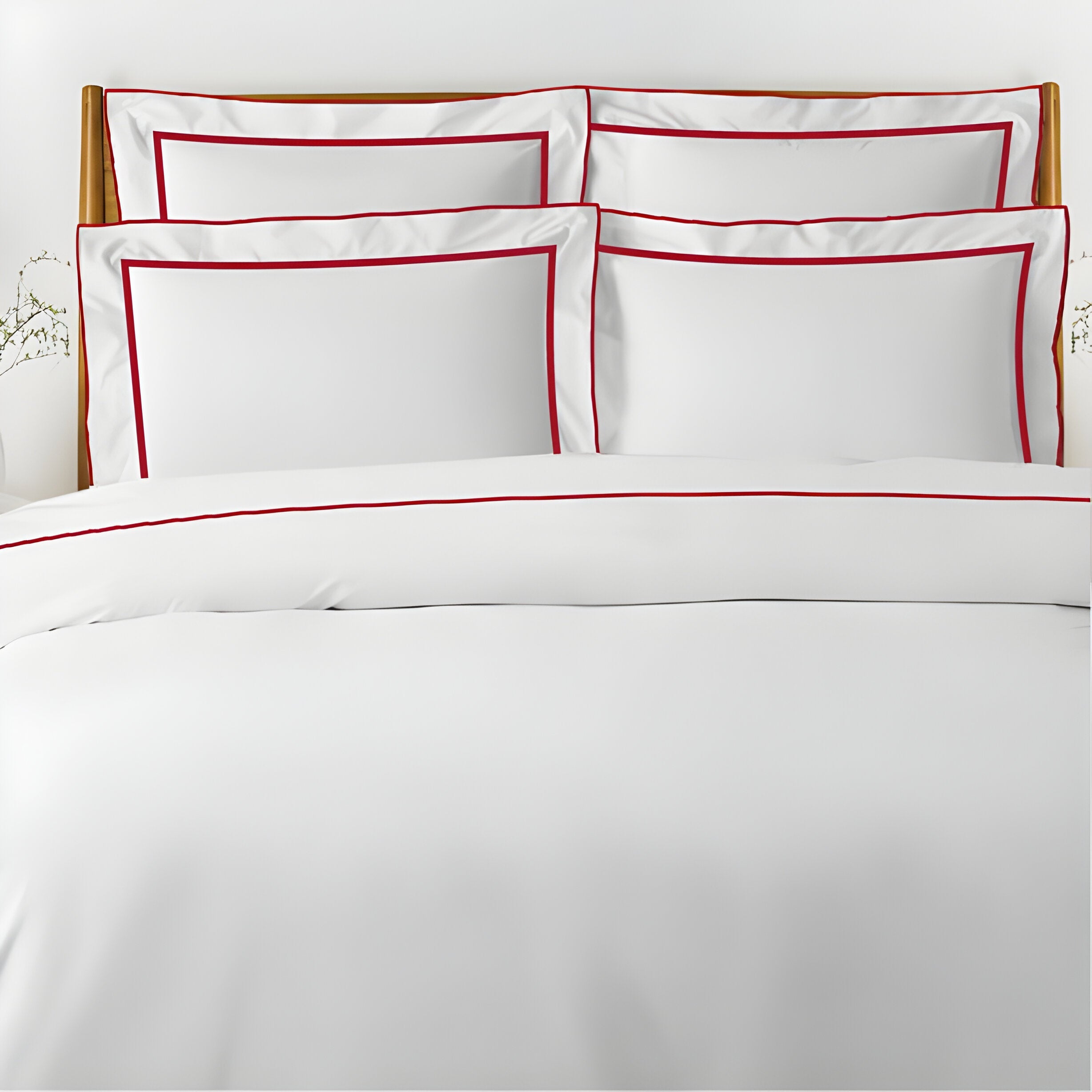 400TC Embroidery & Border Cotton Sateen Solid Duvet Cover Set