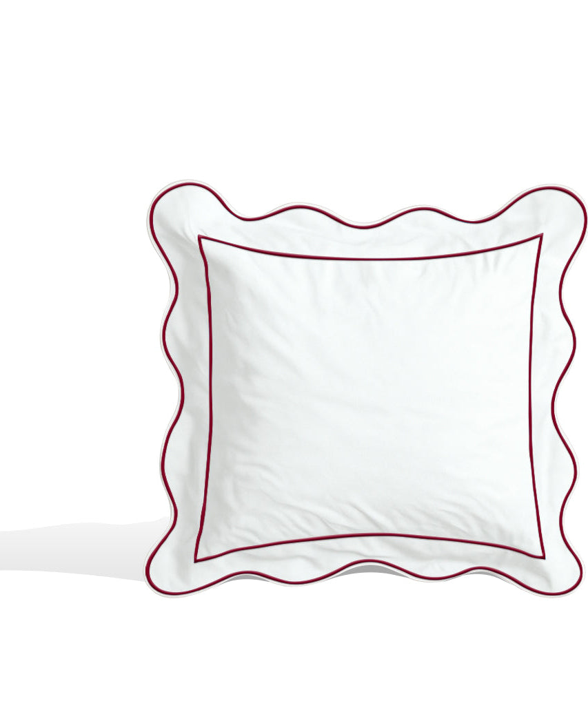 Monogram 400TC Cotton Scallop Embroidery & Border Sateen Solid Euro Sham